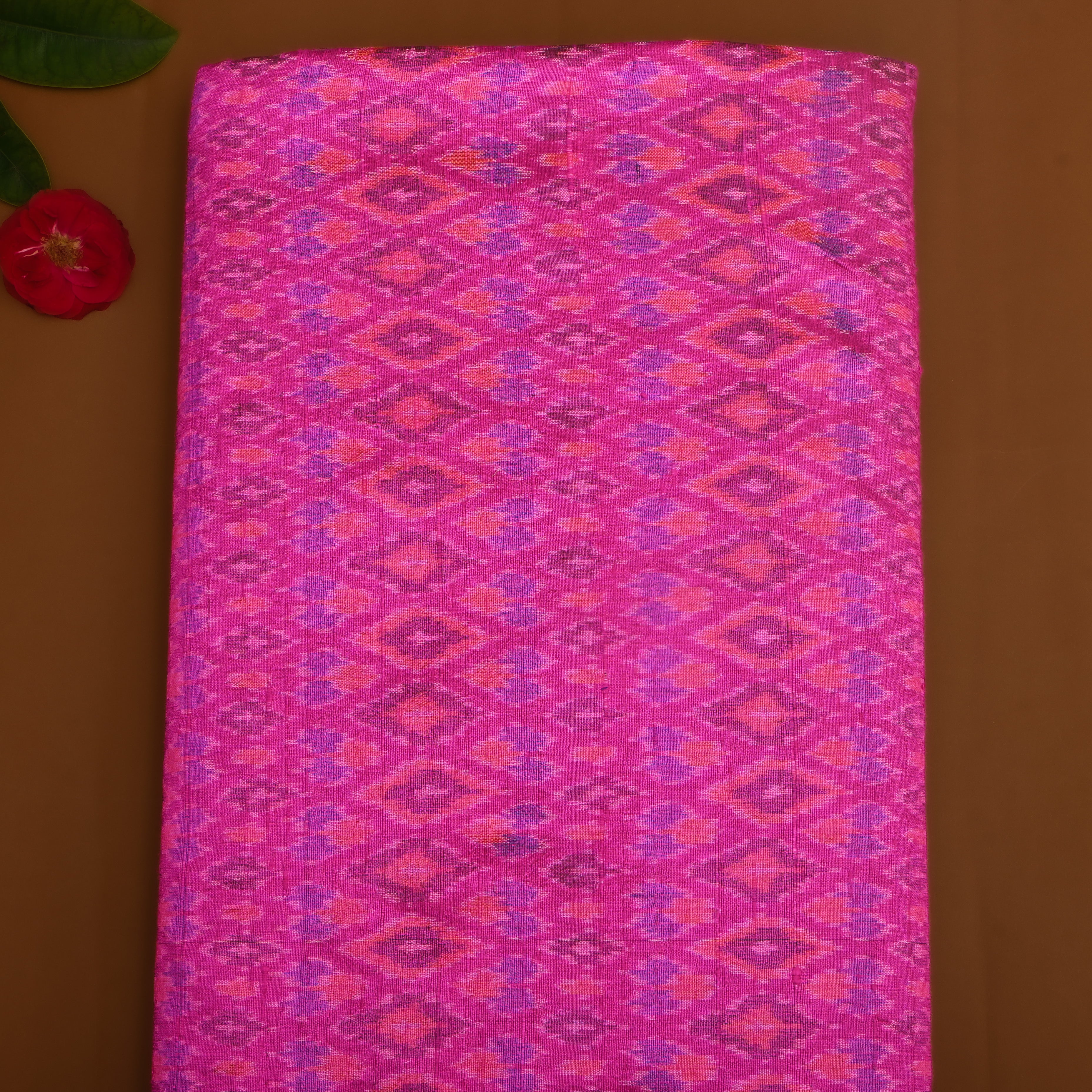 Pink Ikat Dupion Silk Fabric