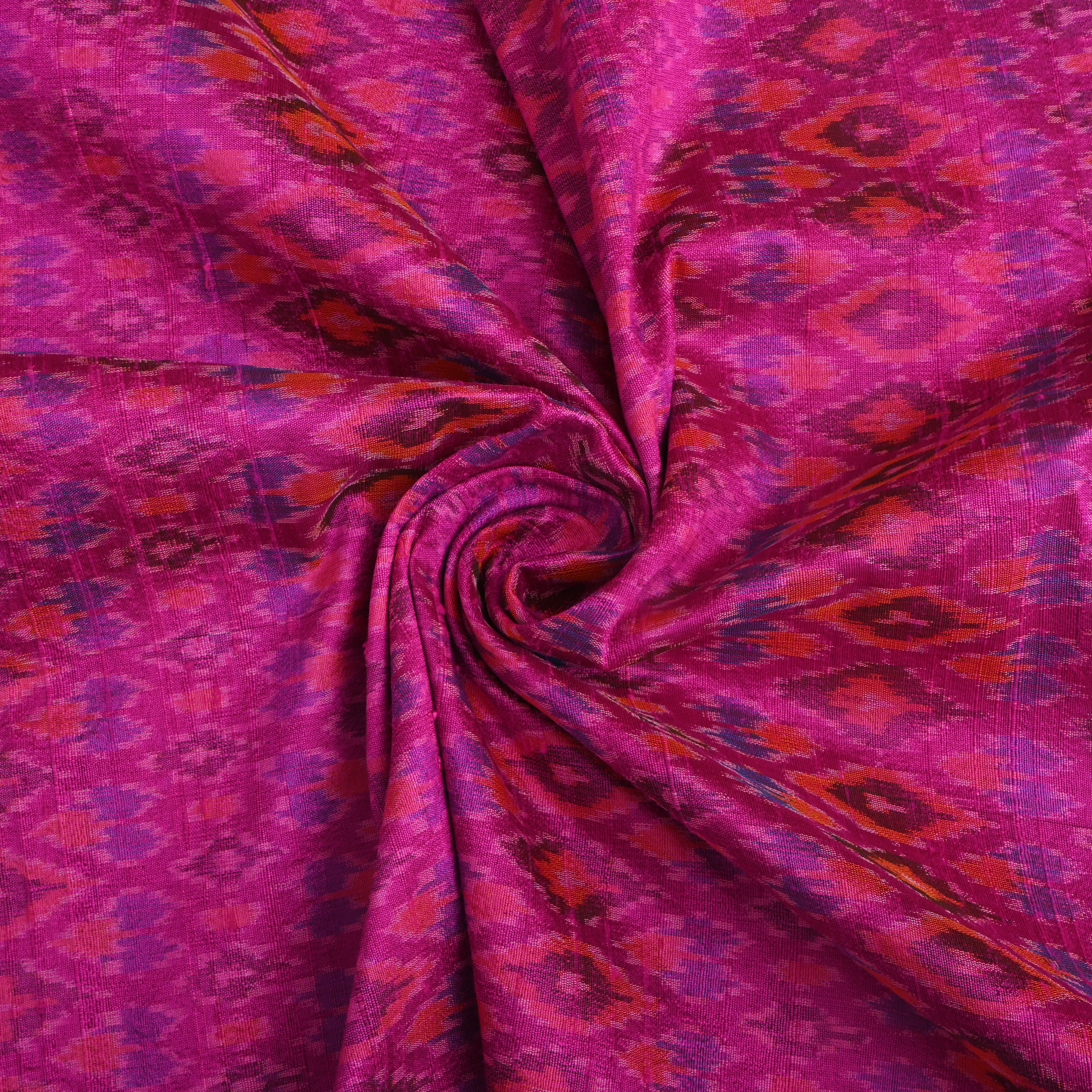 Pink Ikat Dupion Silk Fabric