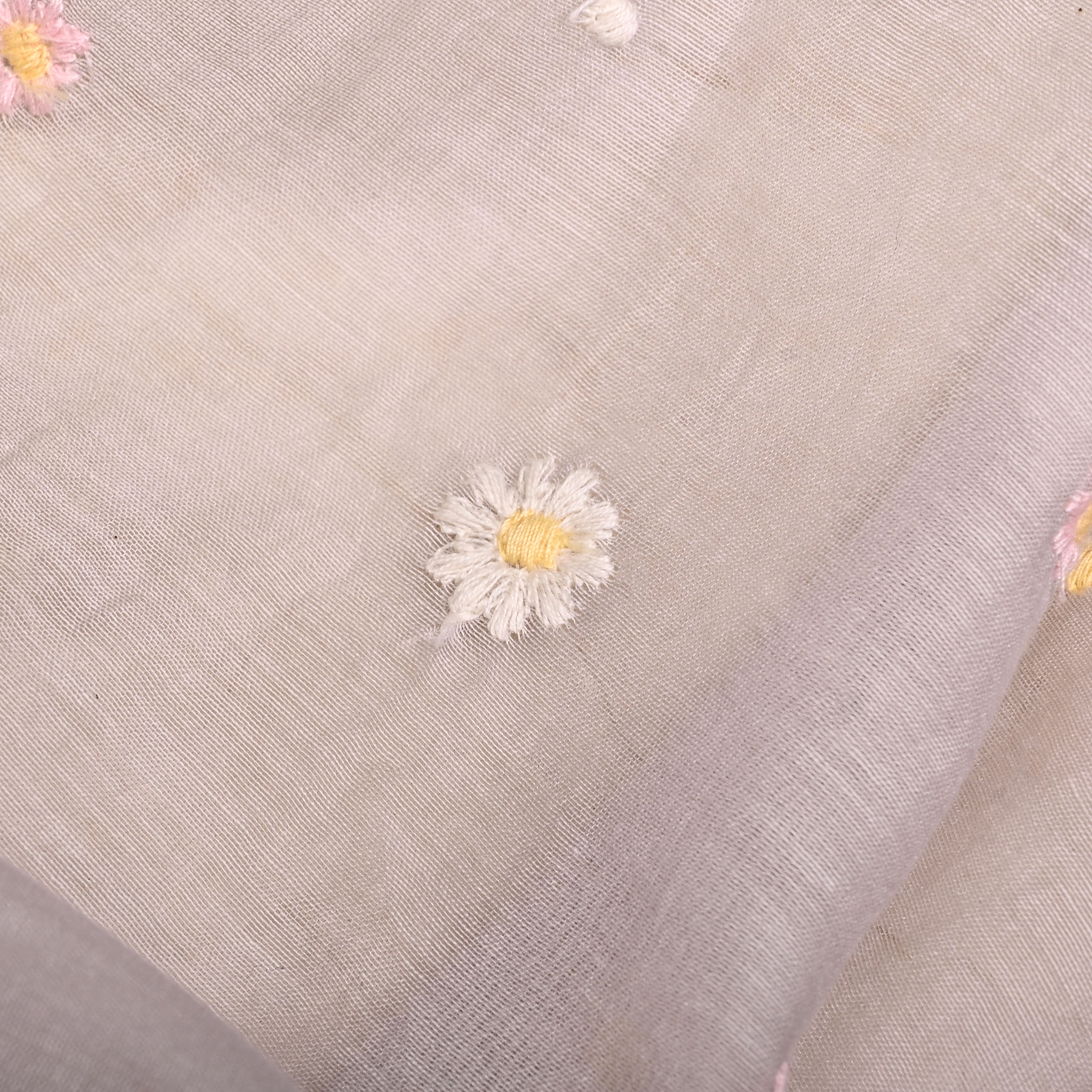 Beer Yellow Silk Fabric With Printed Embroidery