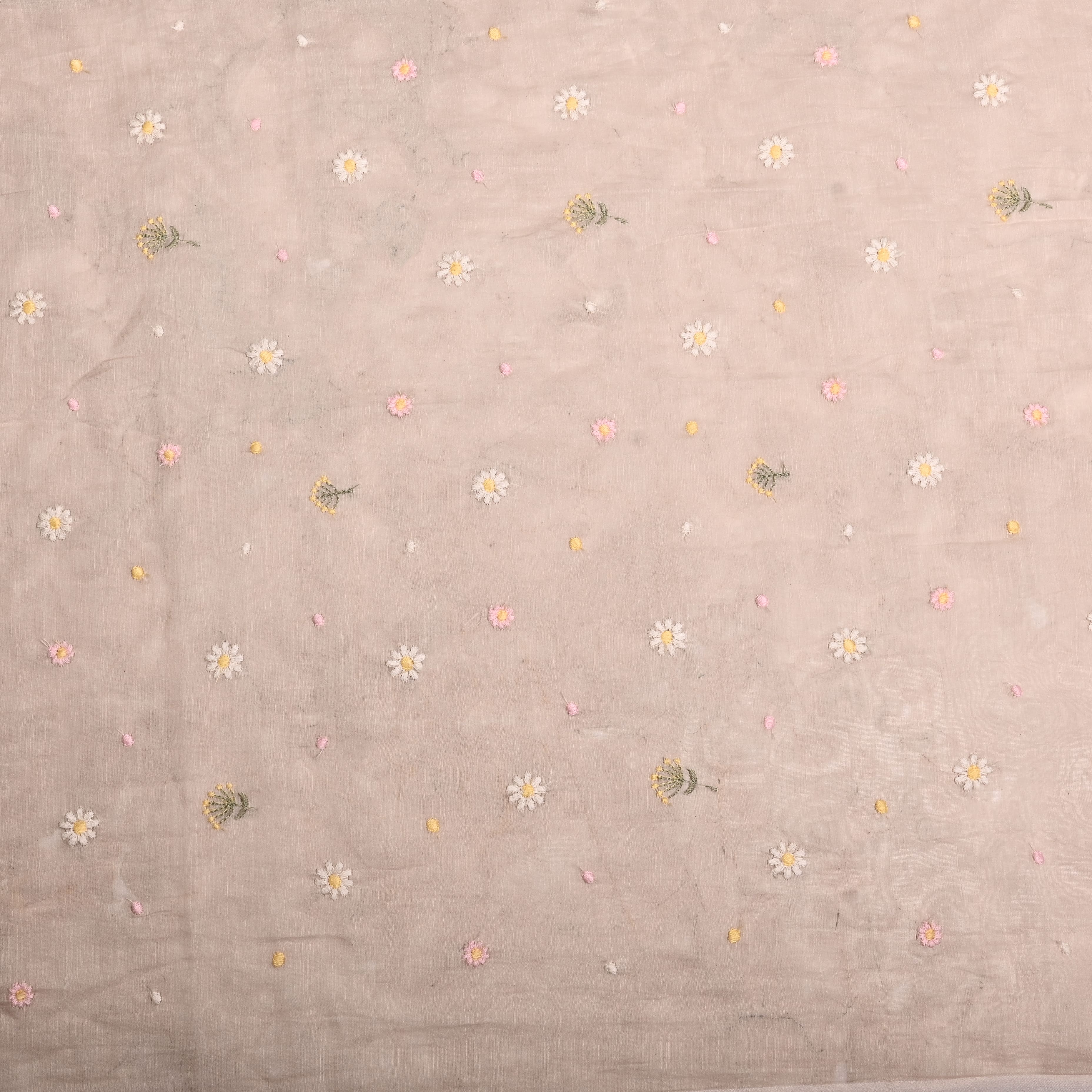 Desert Sand Chanderi Fabric With Embroidery Butti'S