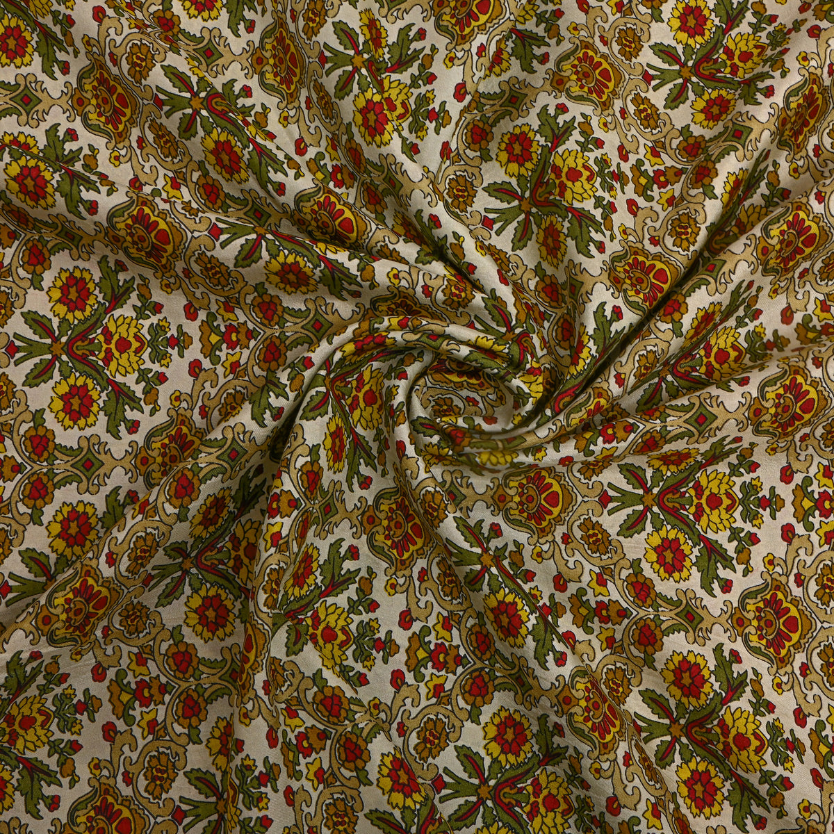 Marigold Garden Multi Print Silk Fabric