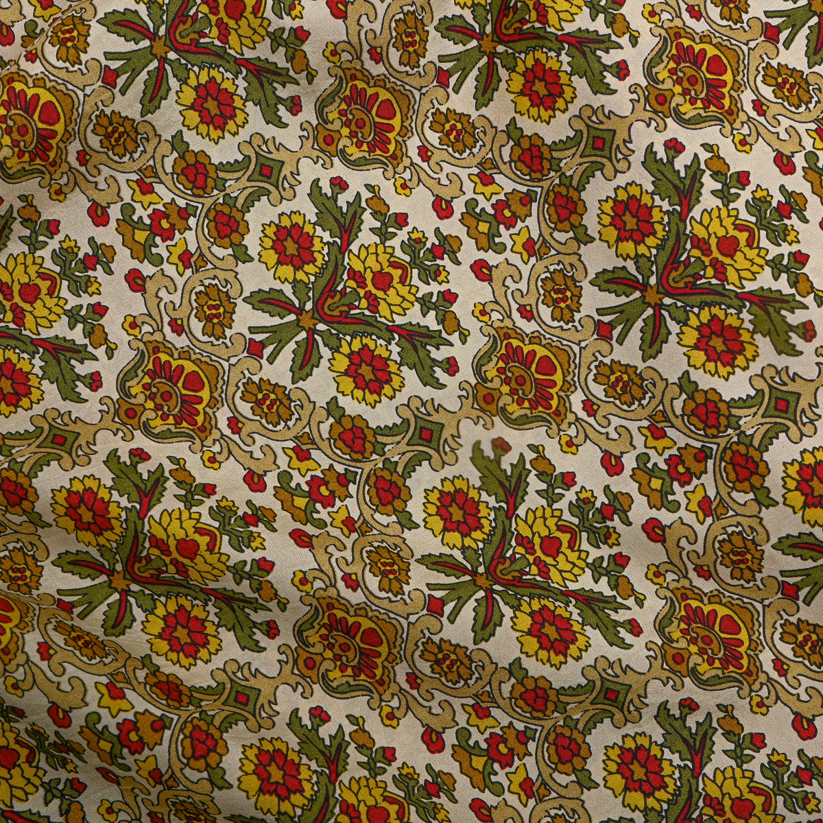 Marigold Garden Multi Print Silk Fabric