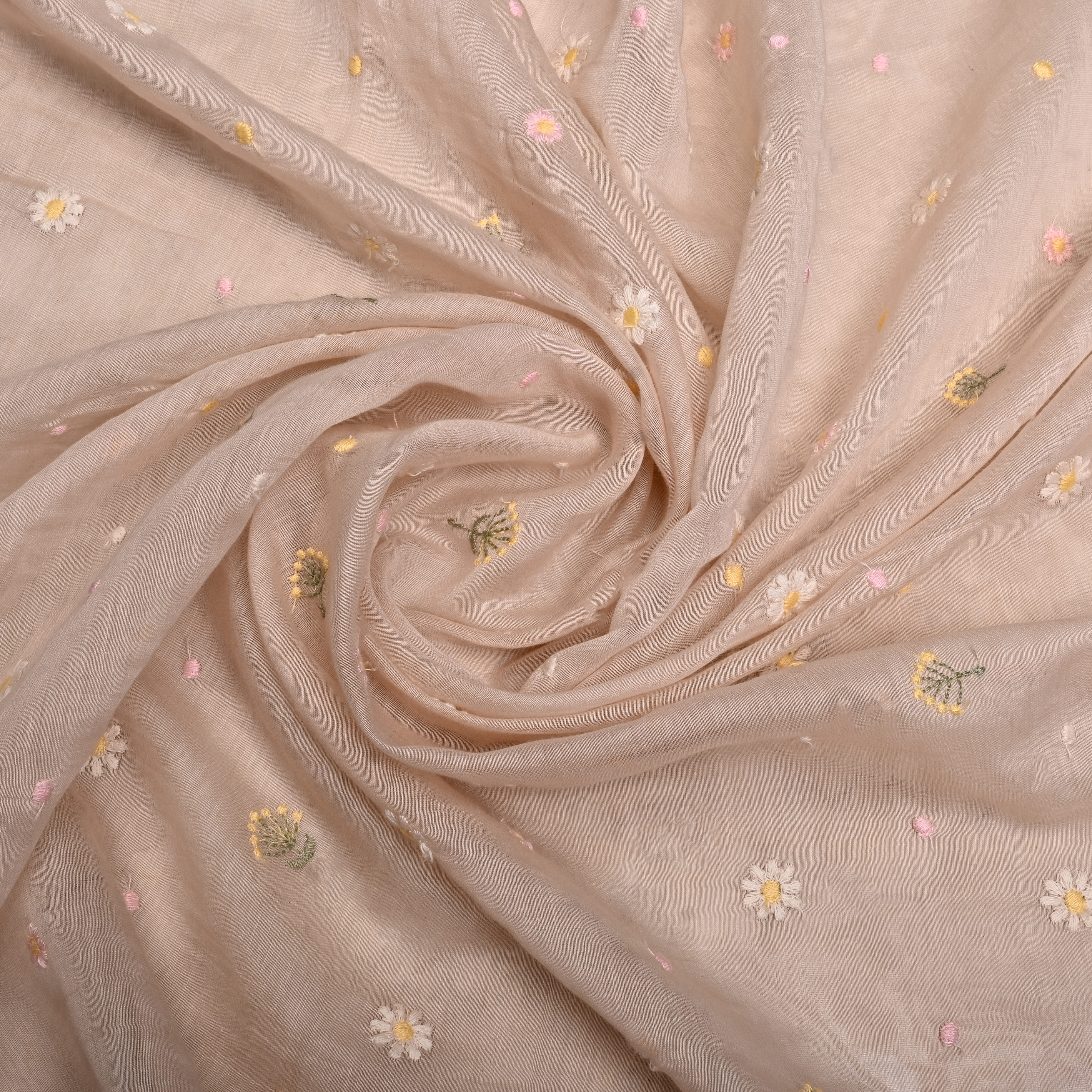 Desert Sand Chanderi Fabric With Embroidery Butti'S