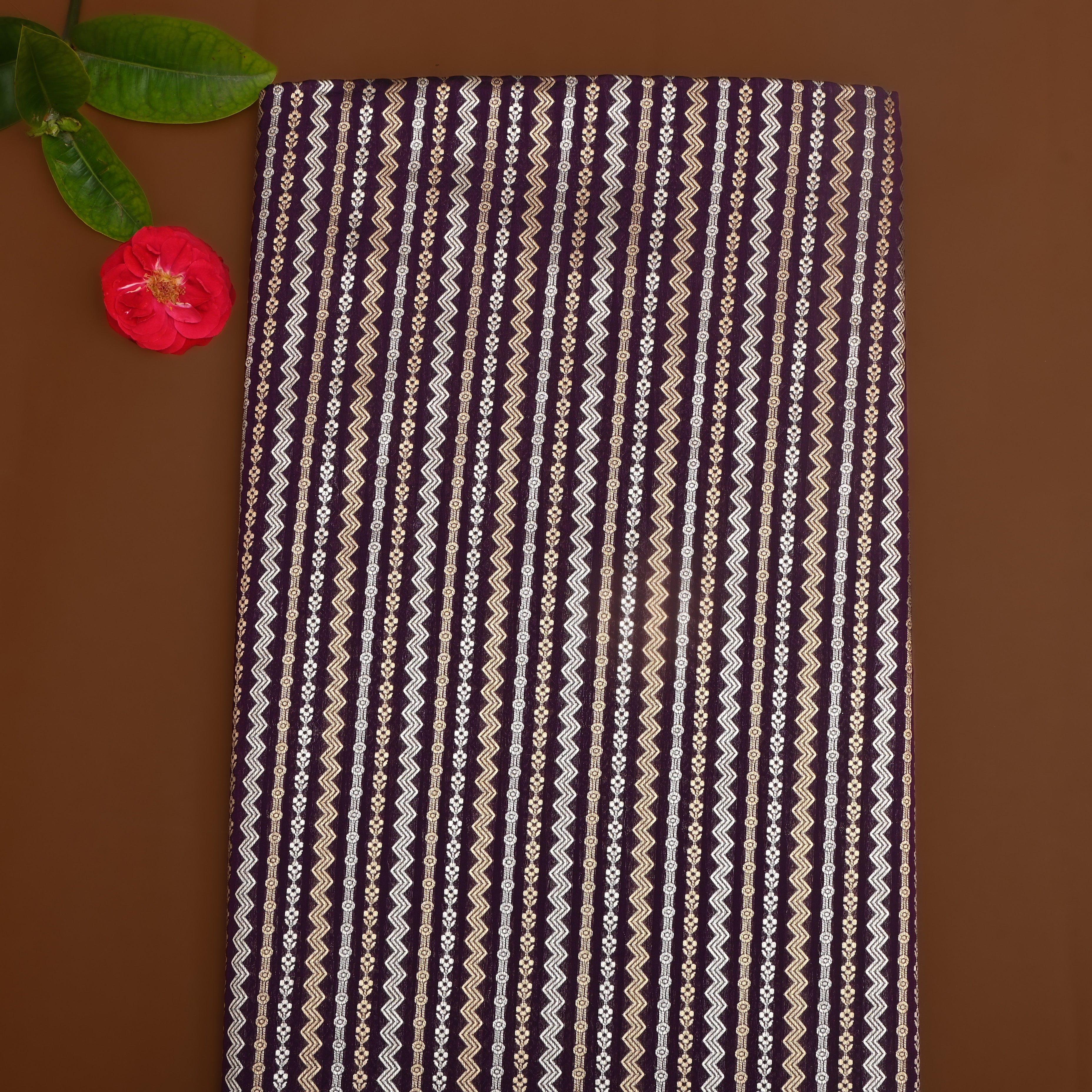 Dark Violet Dual Tone Zari Silk Fabric