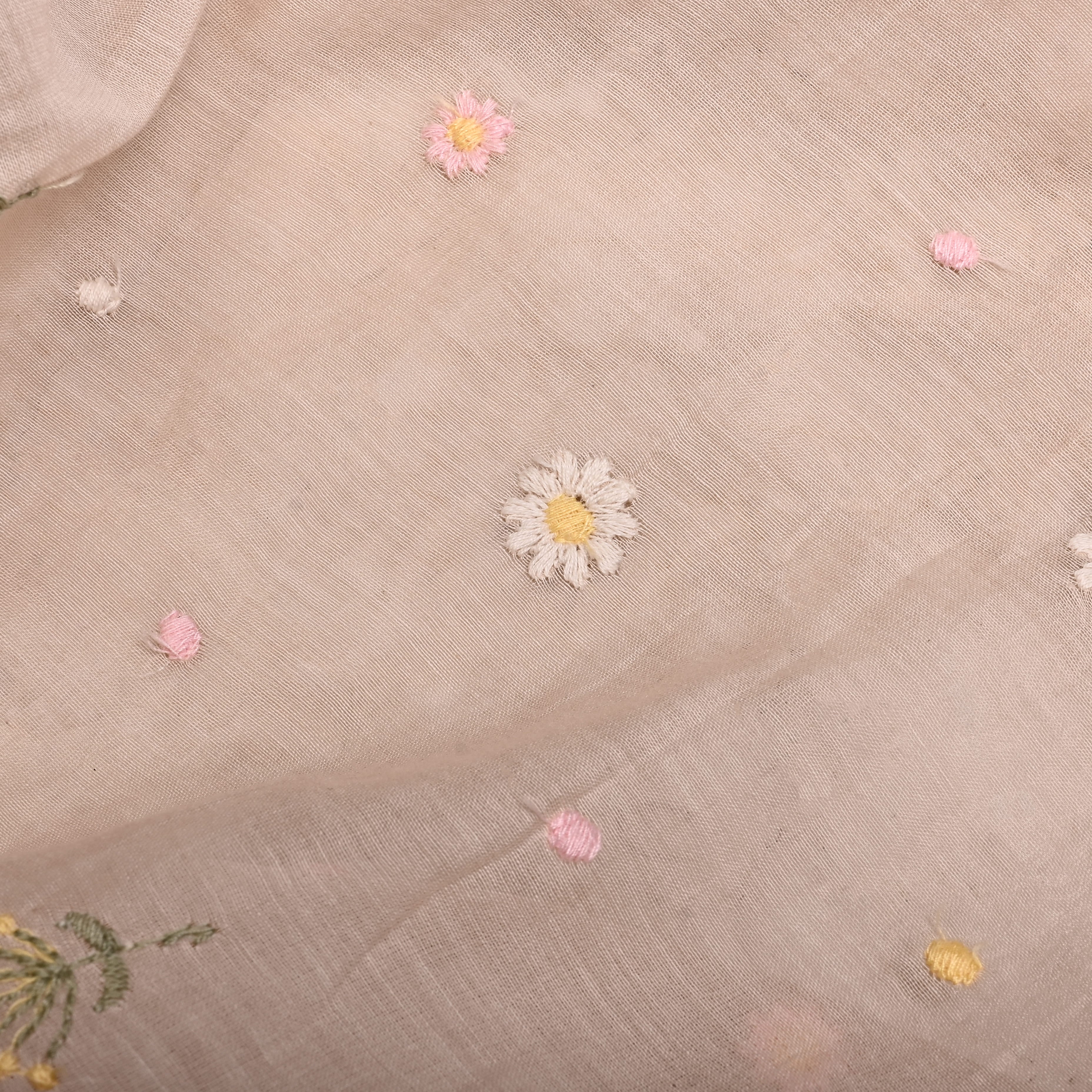 Desert Sand Chanderi Fabric With Embroidery Butti'S