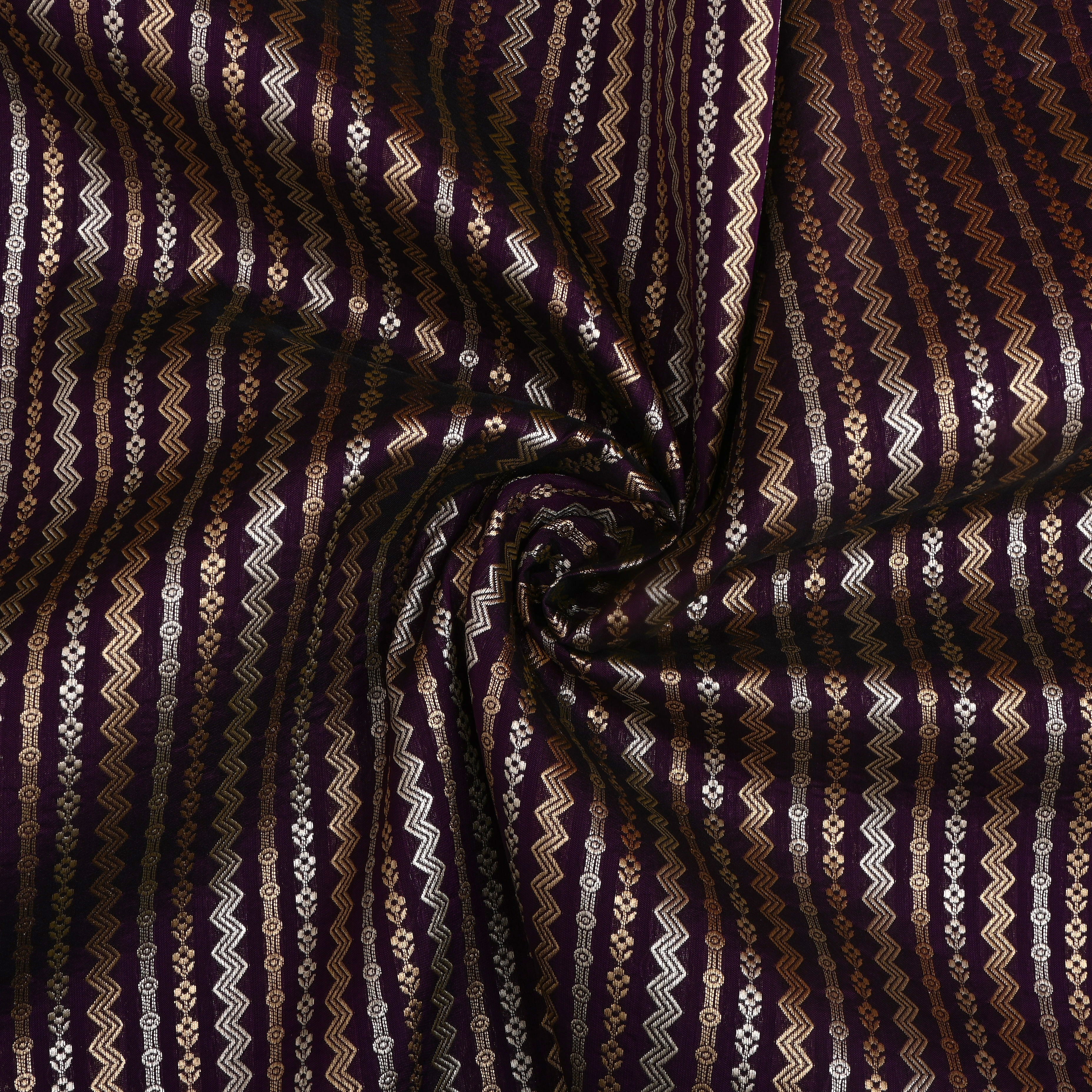 Dark Violet Dual Tone Zari Silk Fabric