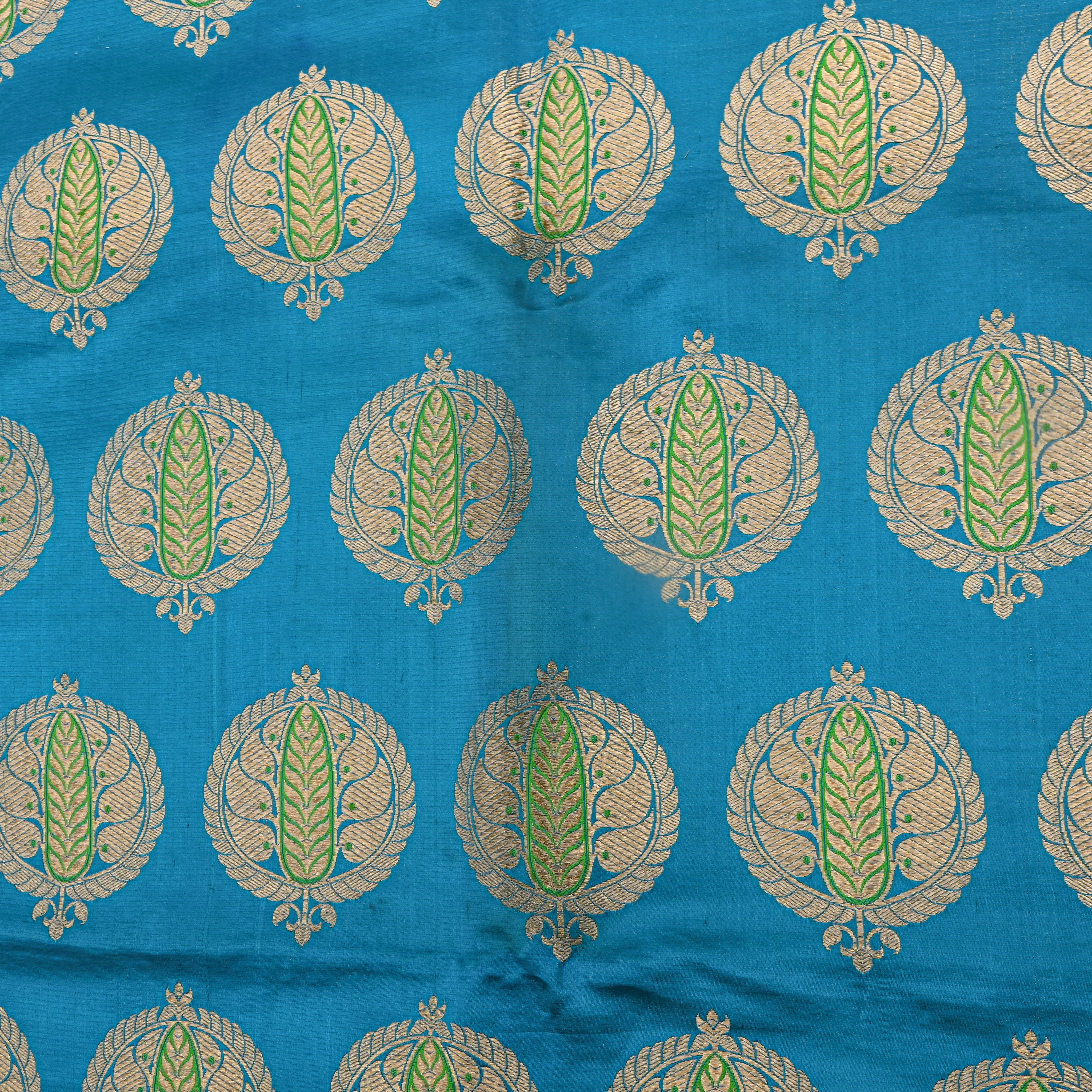 Old Money Blue Circle Motif Silk Fabric