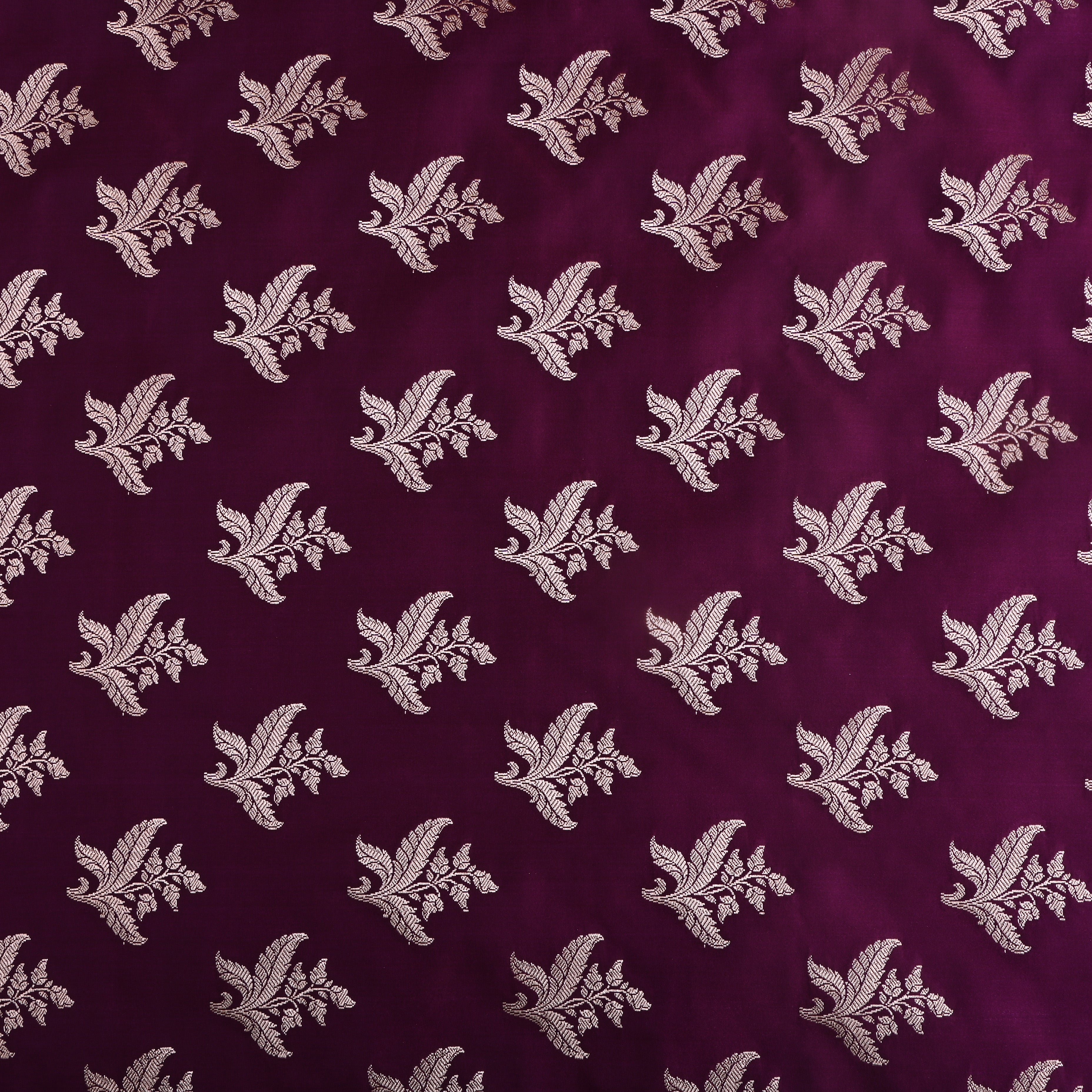 Dark Purple Silver Zari Satin Fabric