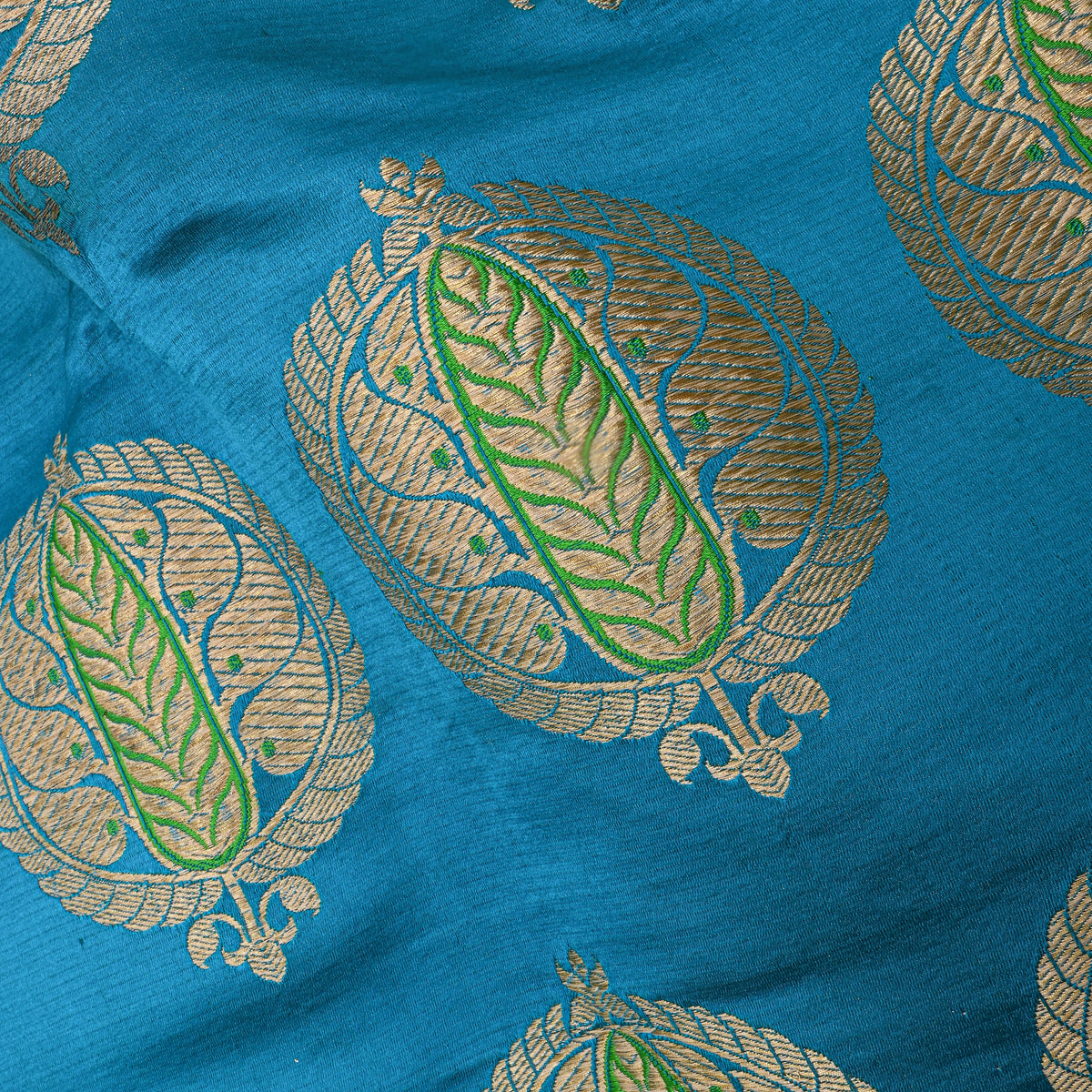 Old Money Blue Circle Motif Silk Fabric