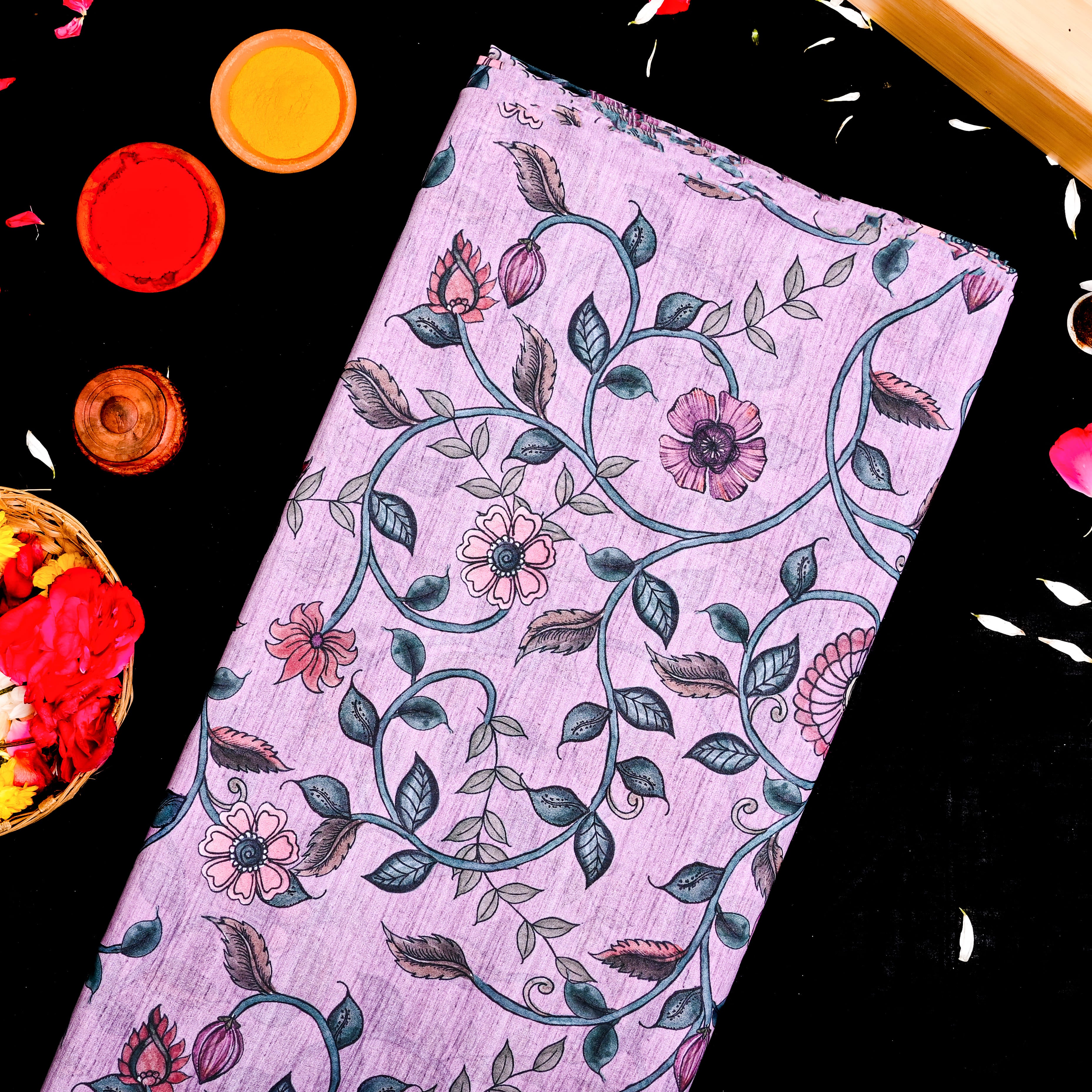 Shampoo Pink Silk Printed Fabric