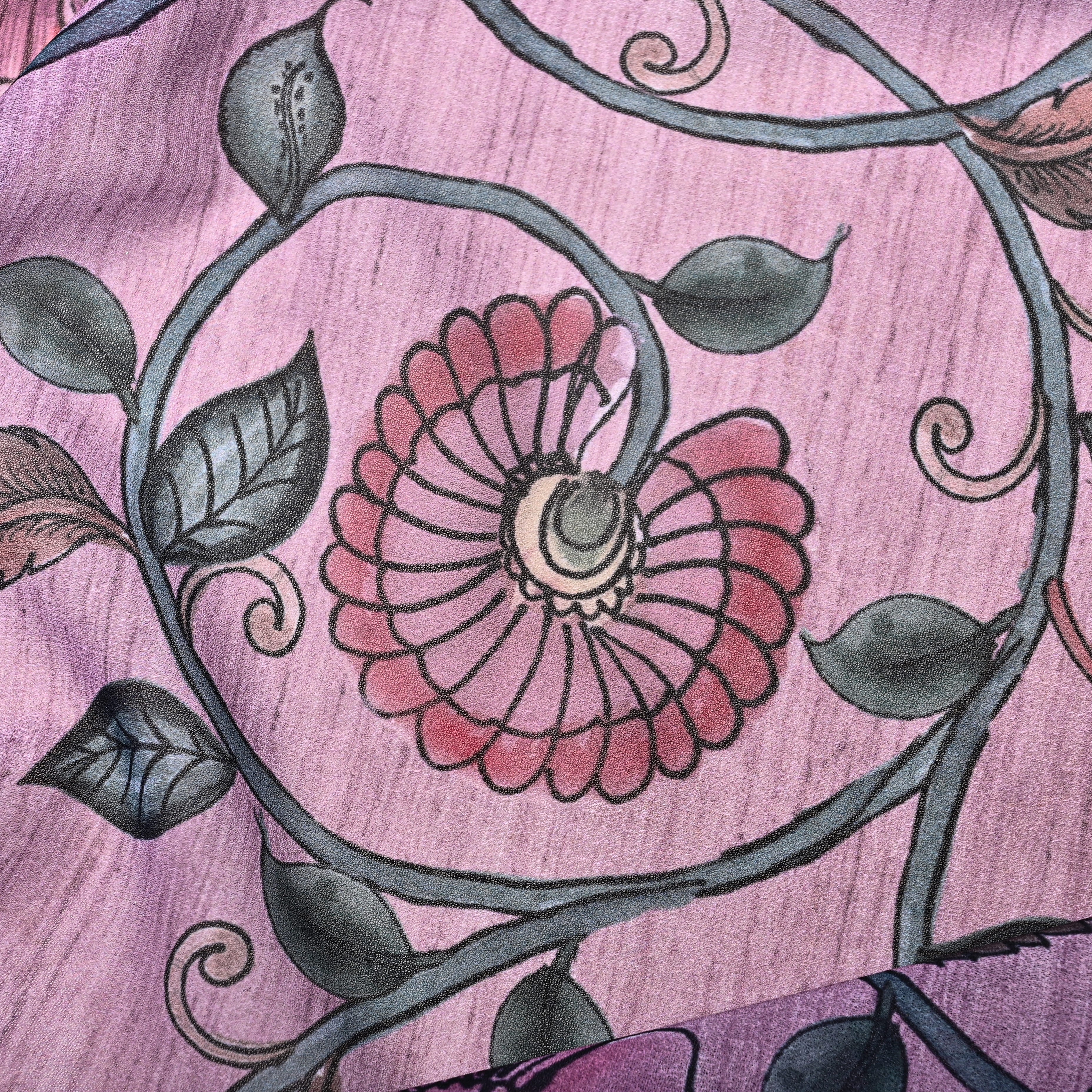 Shampoo Pink Silk Printed Fabric