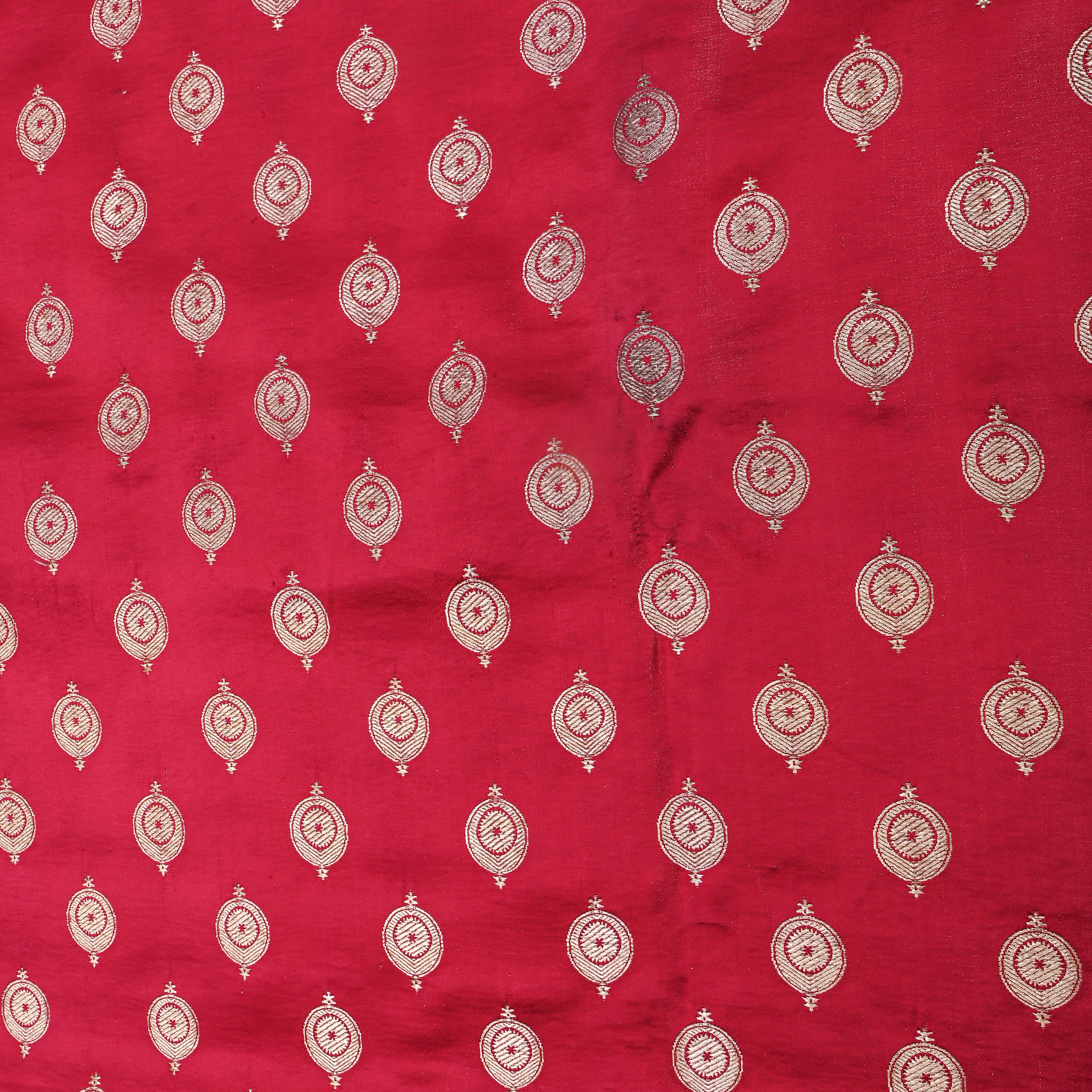 Dusty Red Circle Motif Silk Fabric