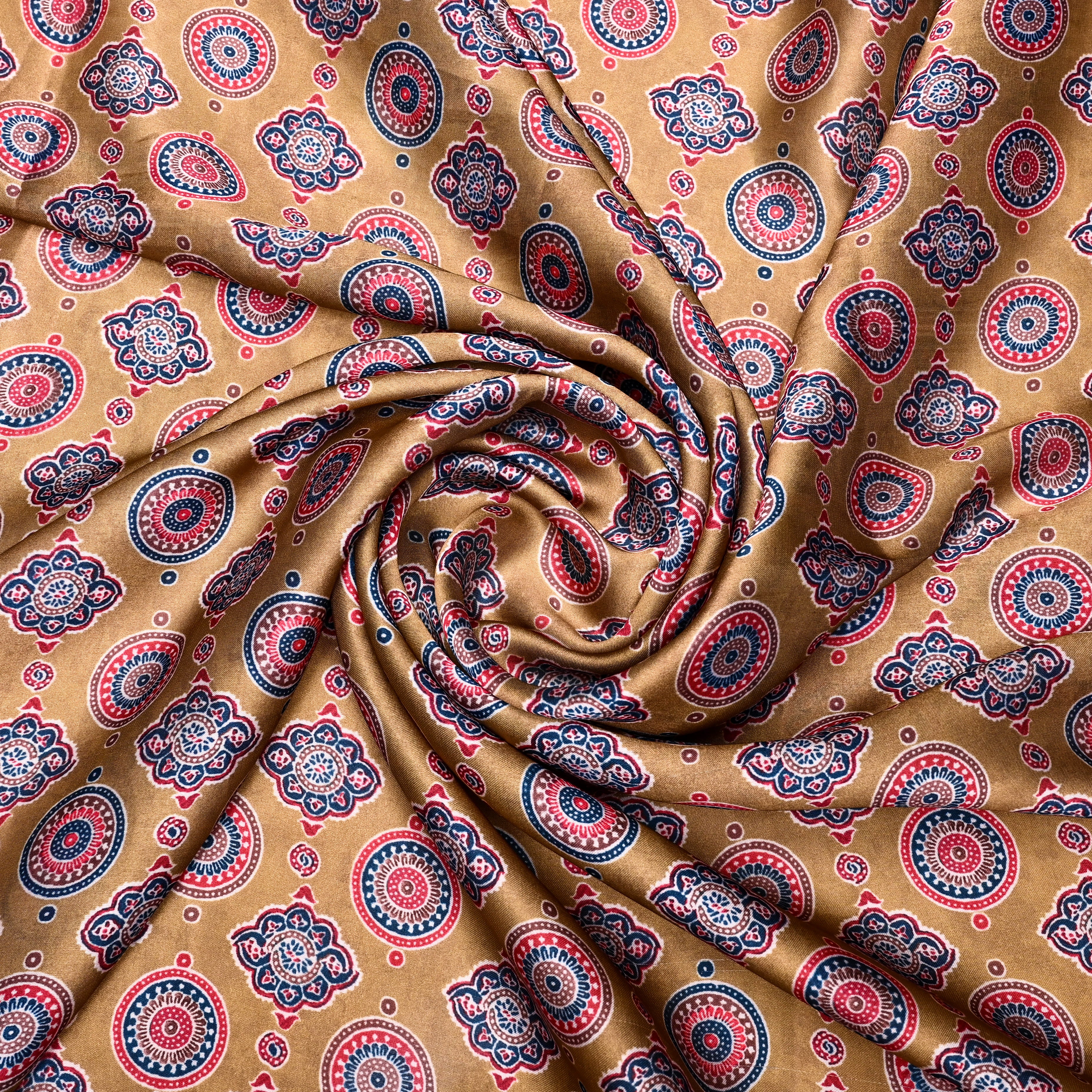 Light Brown Silk Printed Fabric