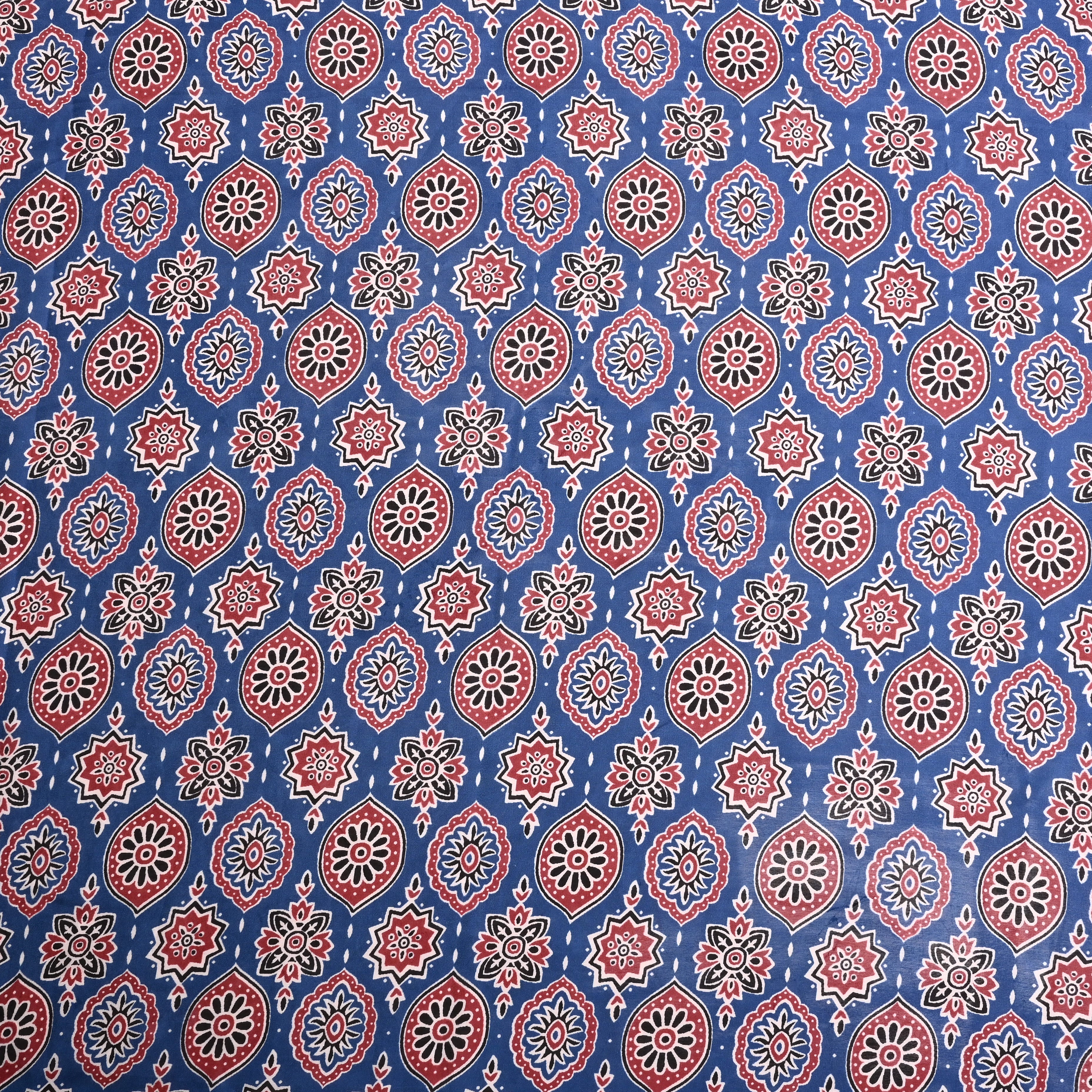 Azure Blue Silk Printed Fabric
