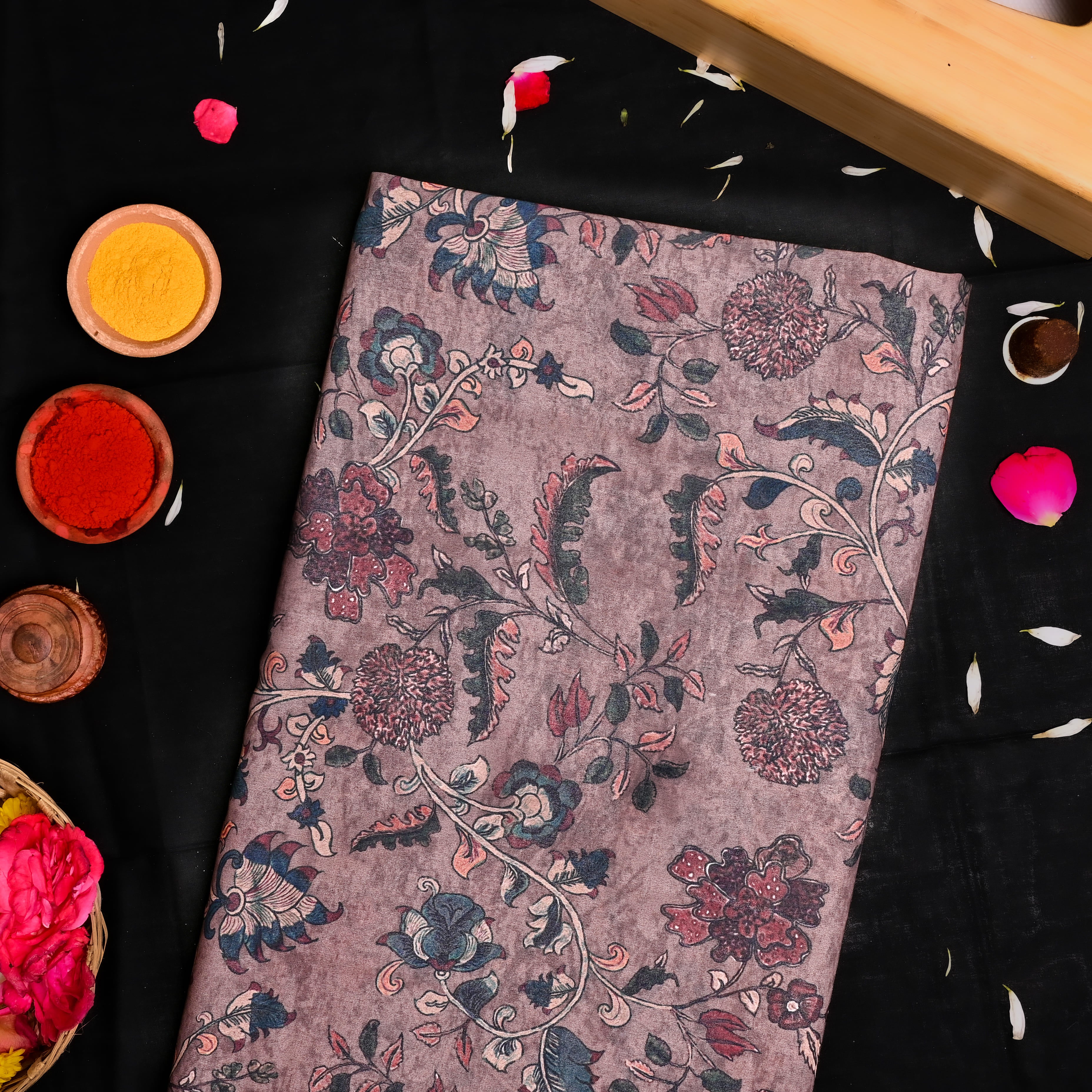Light Brown Silk Printed Fabric