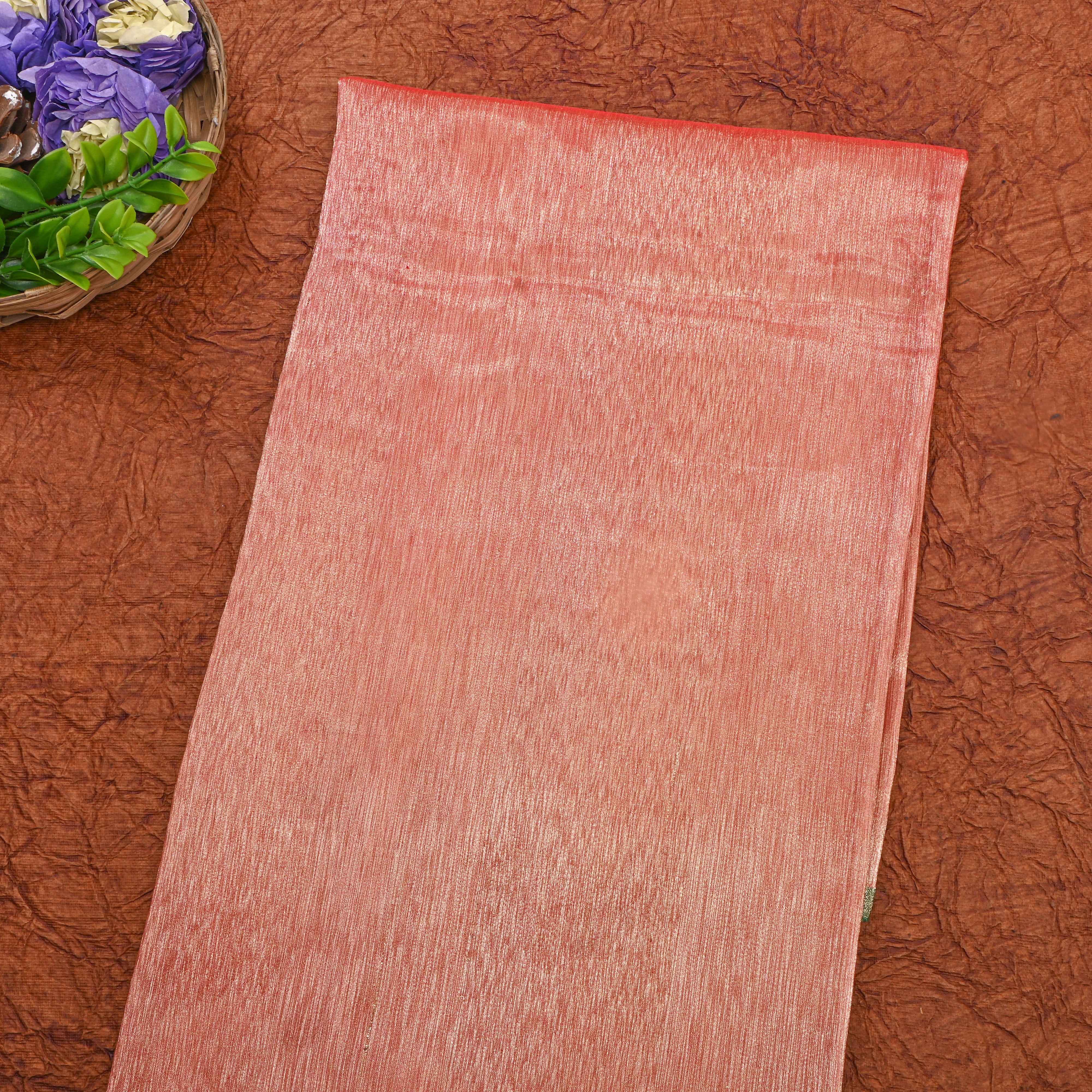 Shimmery Orange Plain Silk Fabric