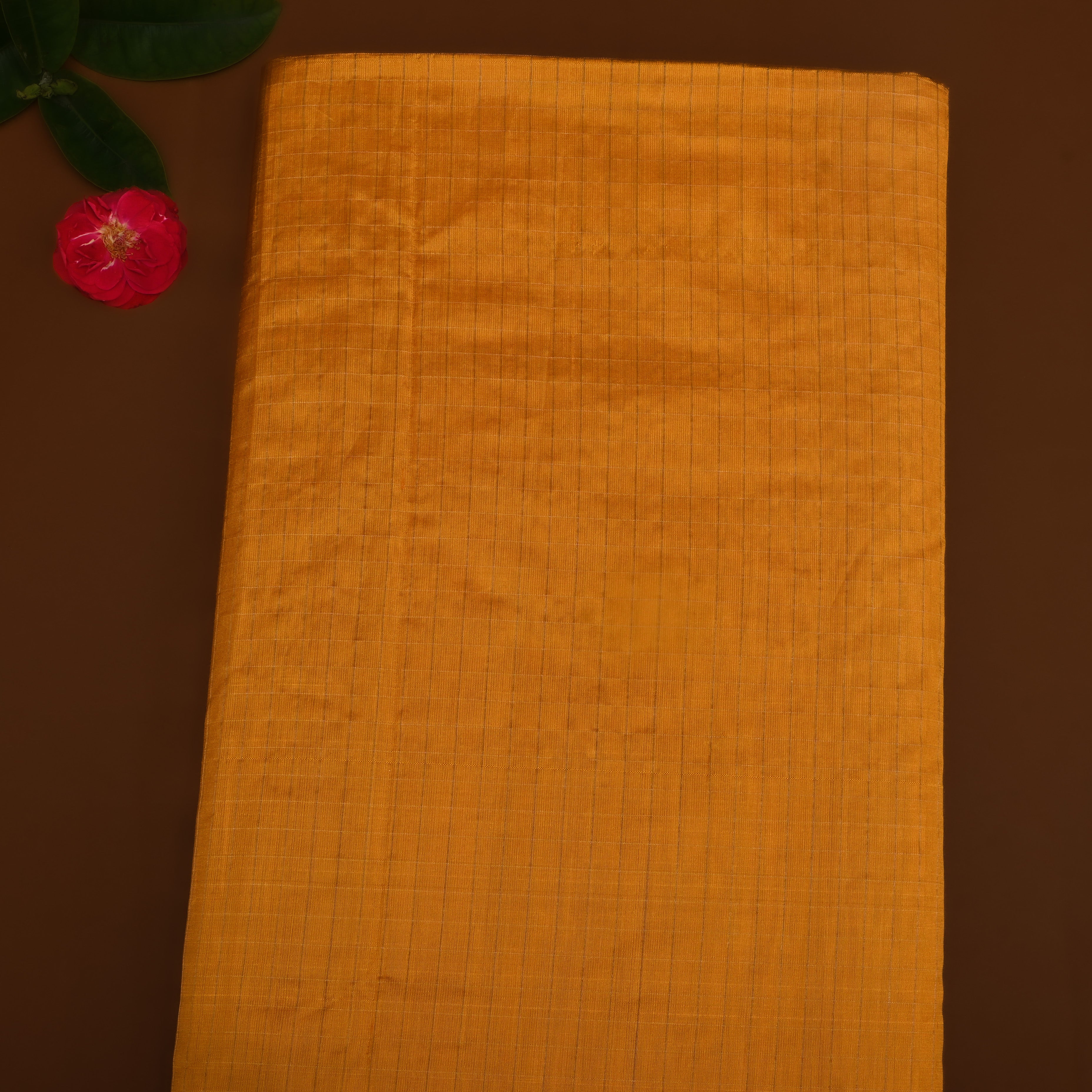 Golden Yellow Silk Fabric With Zari Border