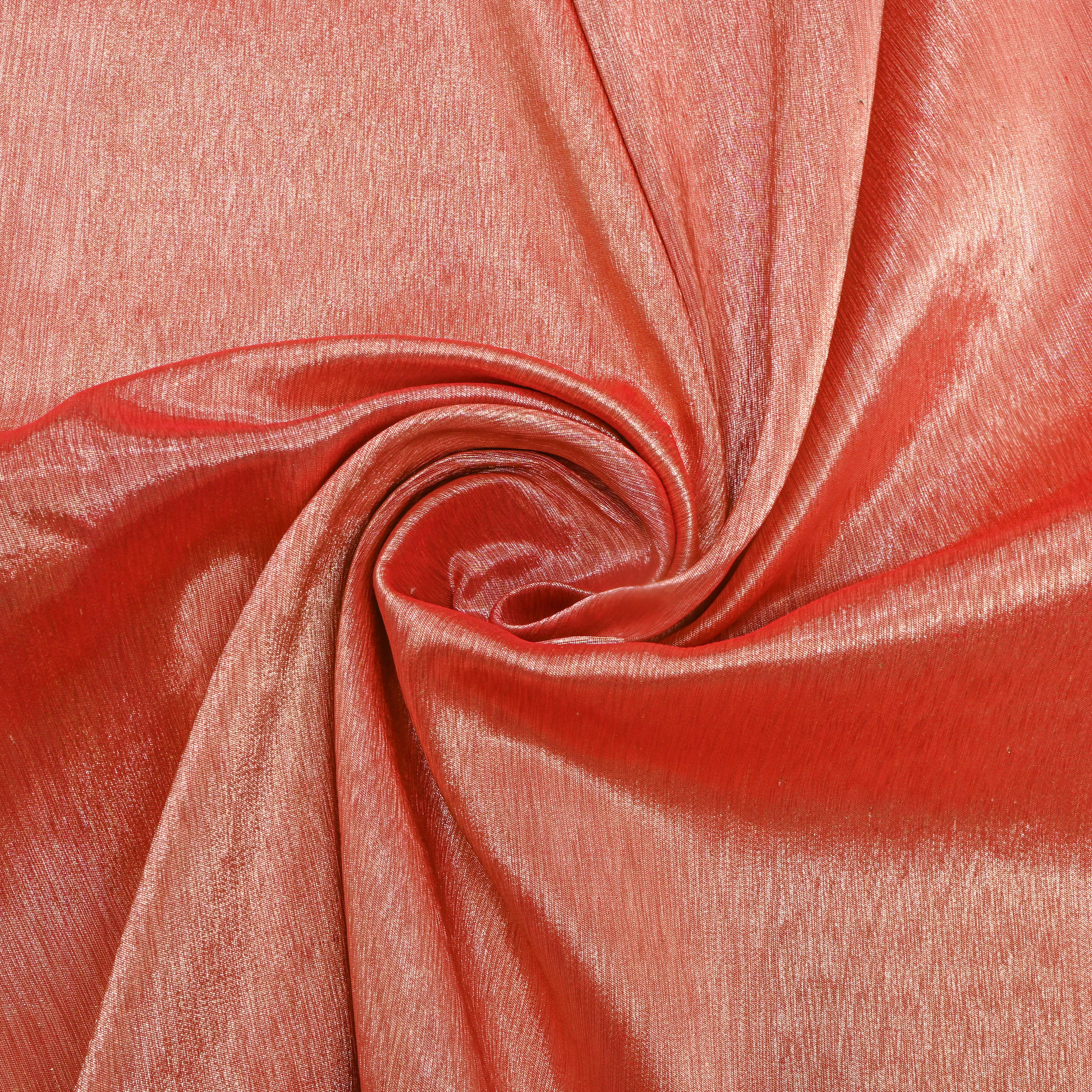 Shimmery Orange Plain Silk Fabric