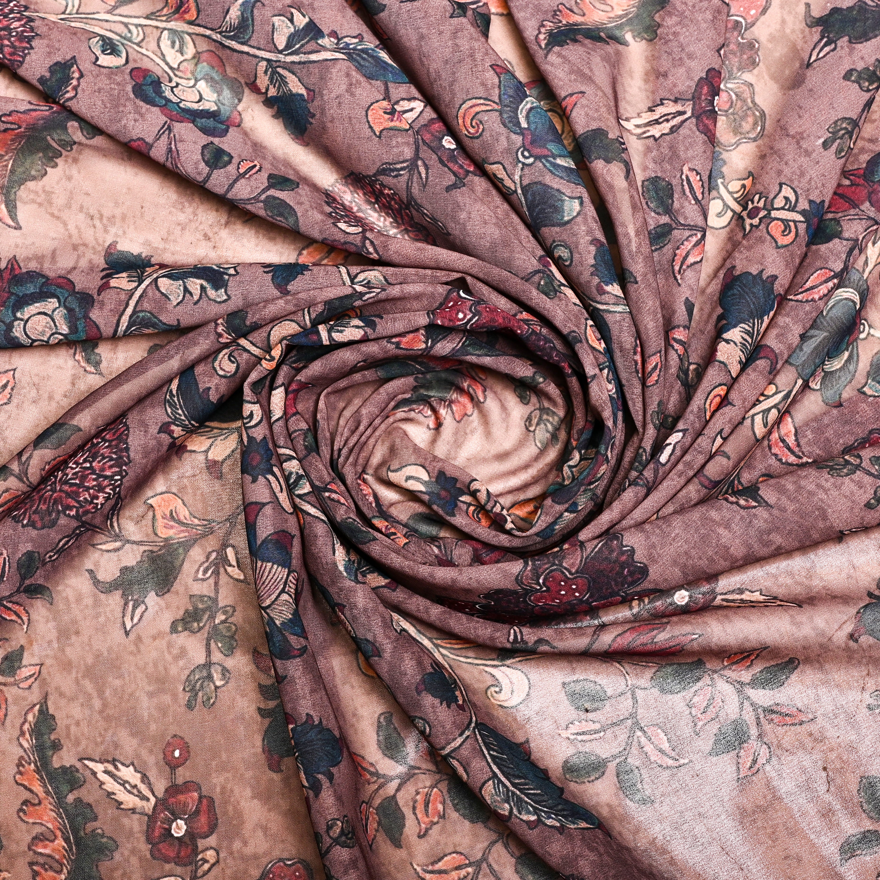Light Brown Silk Printed Fabric