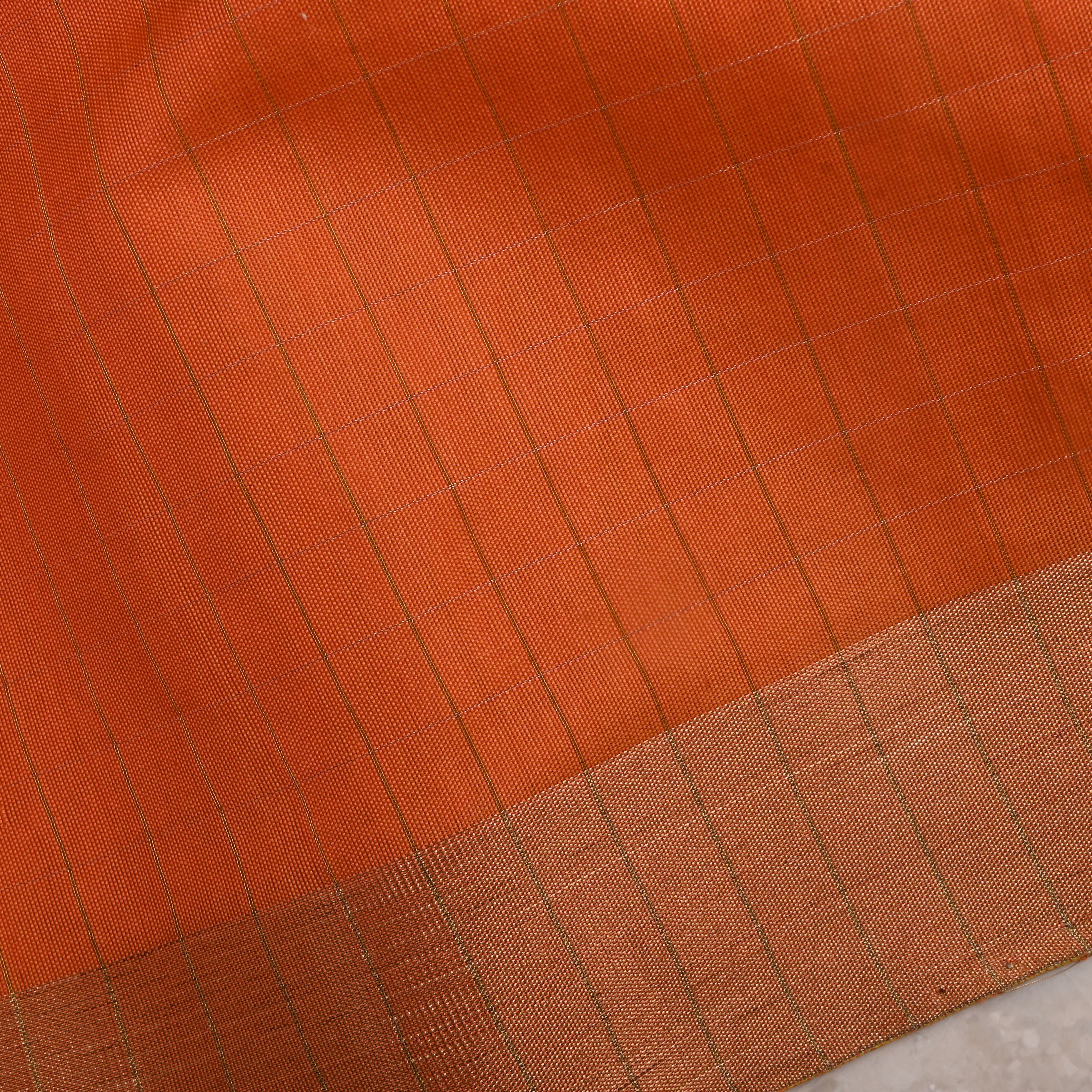 Orange Silk Fabric With Zari Border