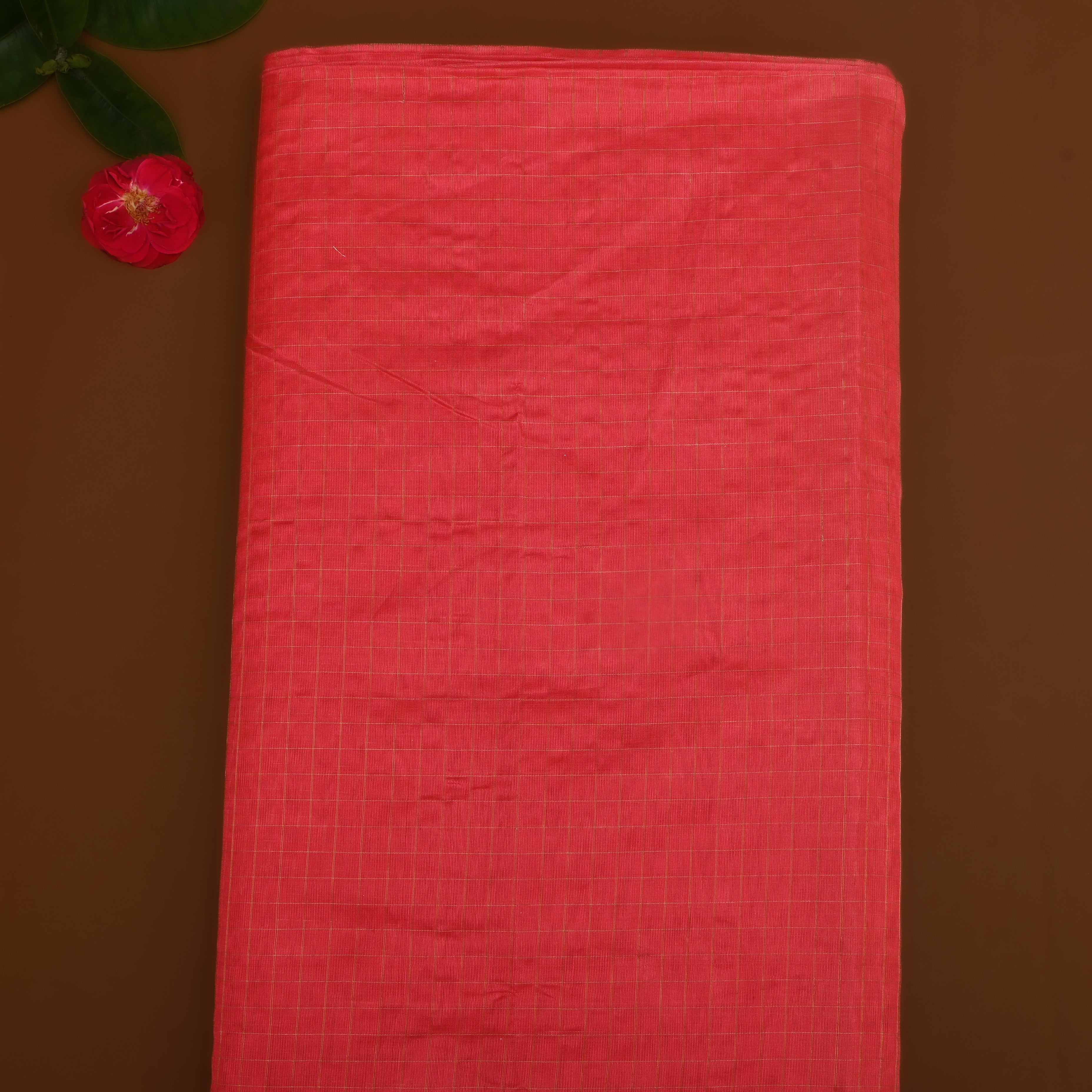 Raspberry Pink Silk Fabric With Zari Border
