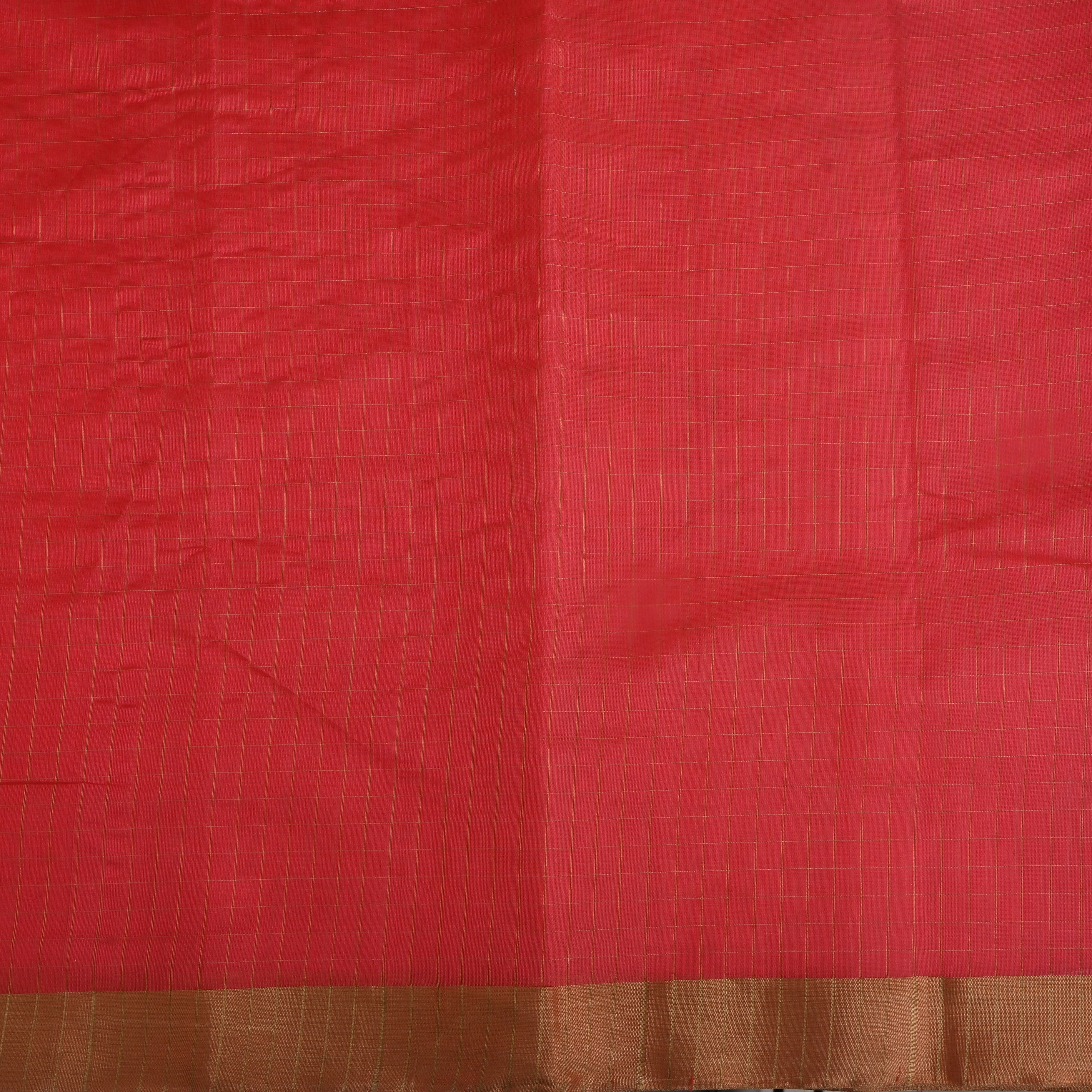 Raspberry Pink Silk Fabric With Zari Border