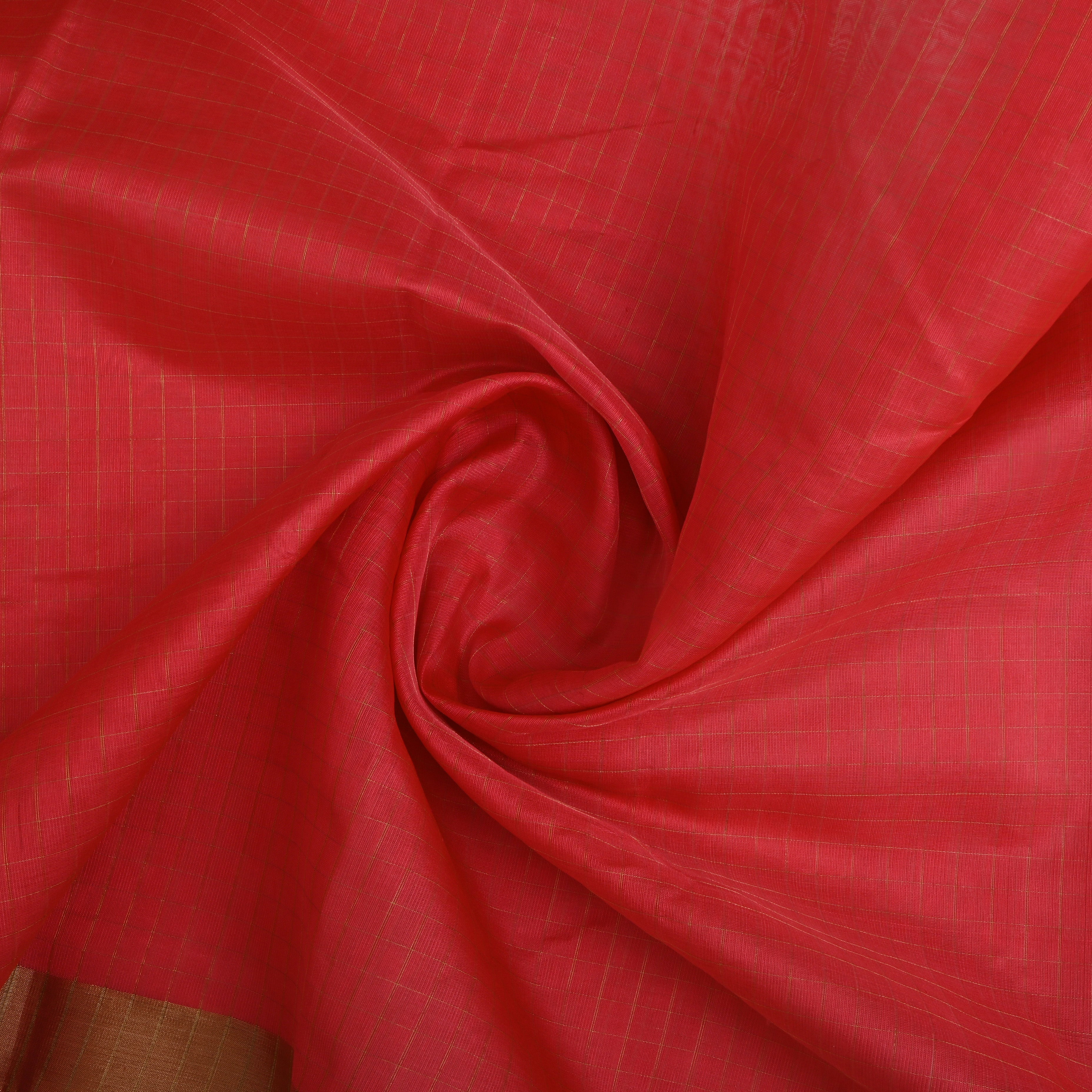 Raspberry Pink Silk Fabric With Zari Border