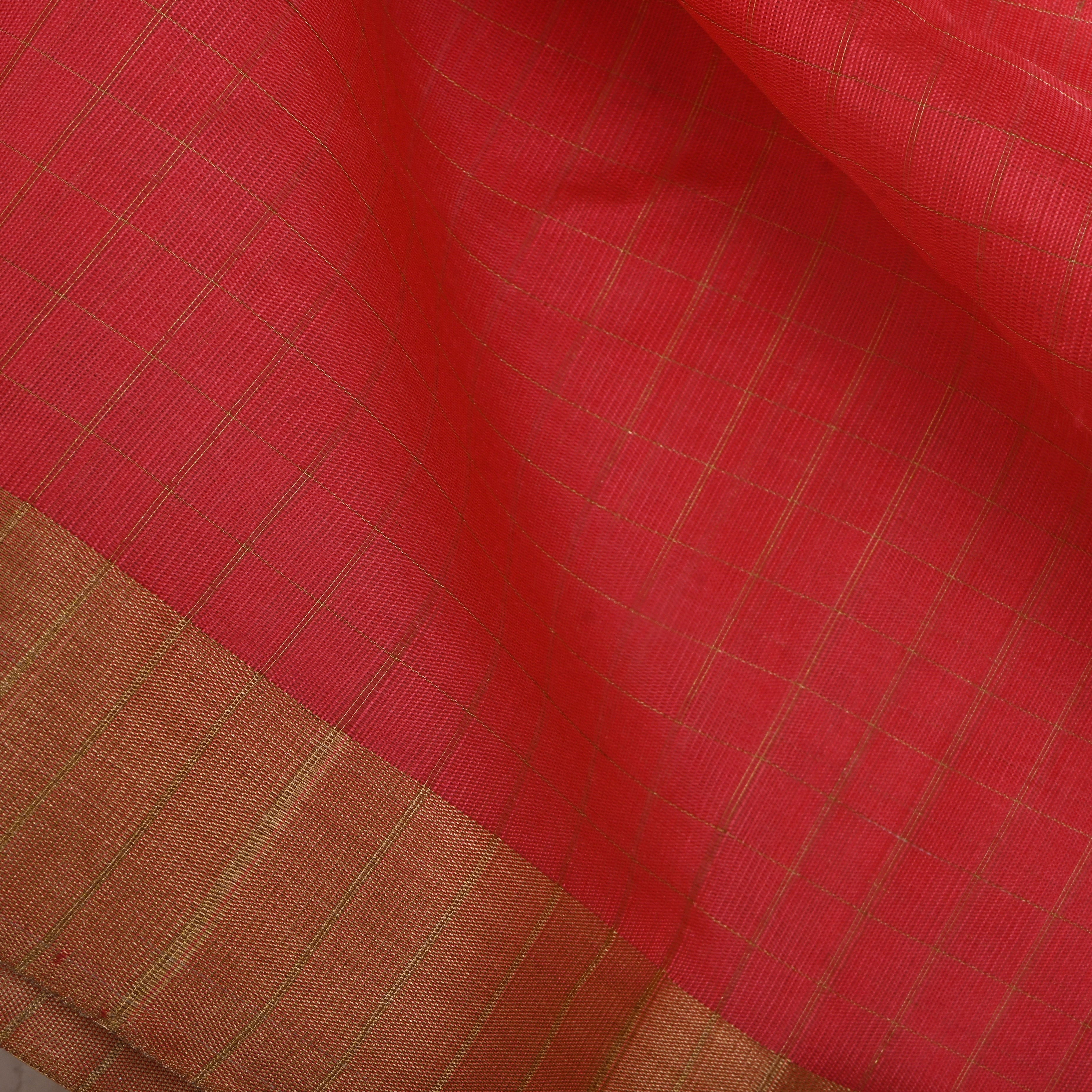 Raspberry Pink Silk Fabric With Zari Border