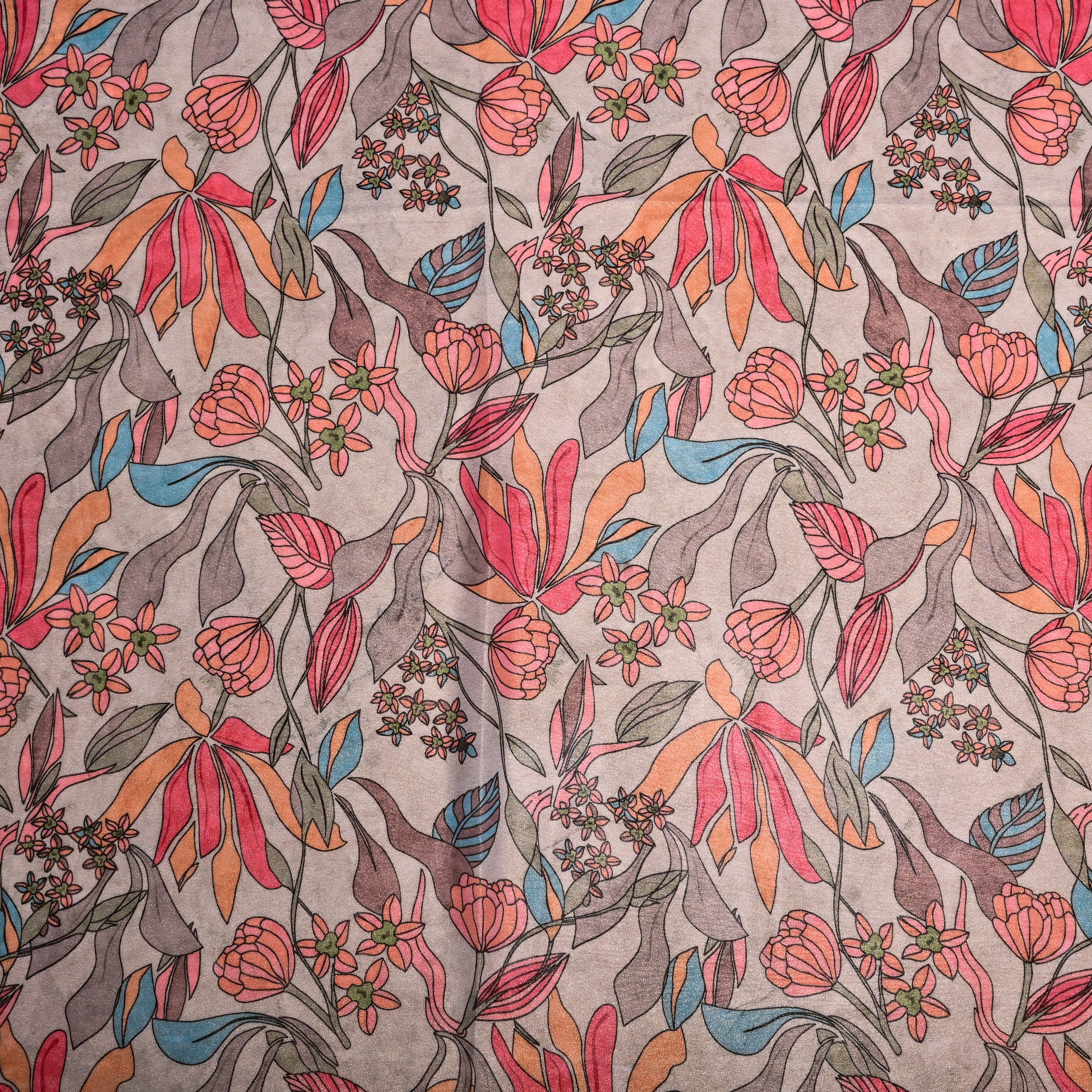 Silver Tissue Printed Fabric