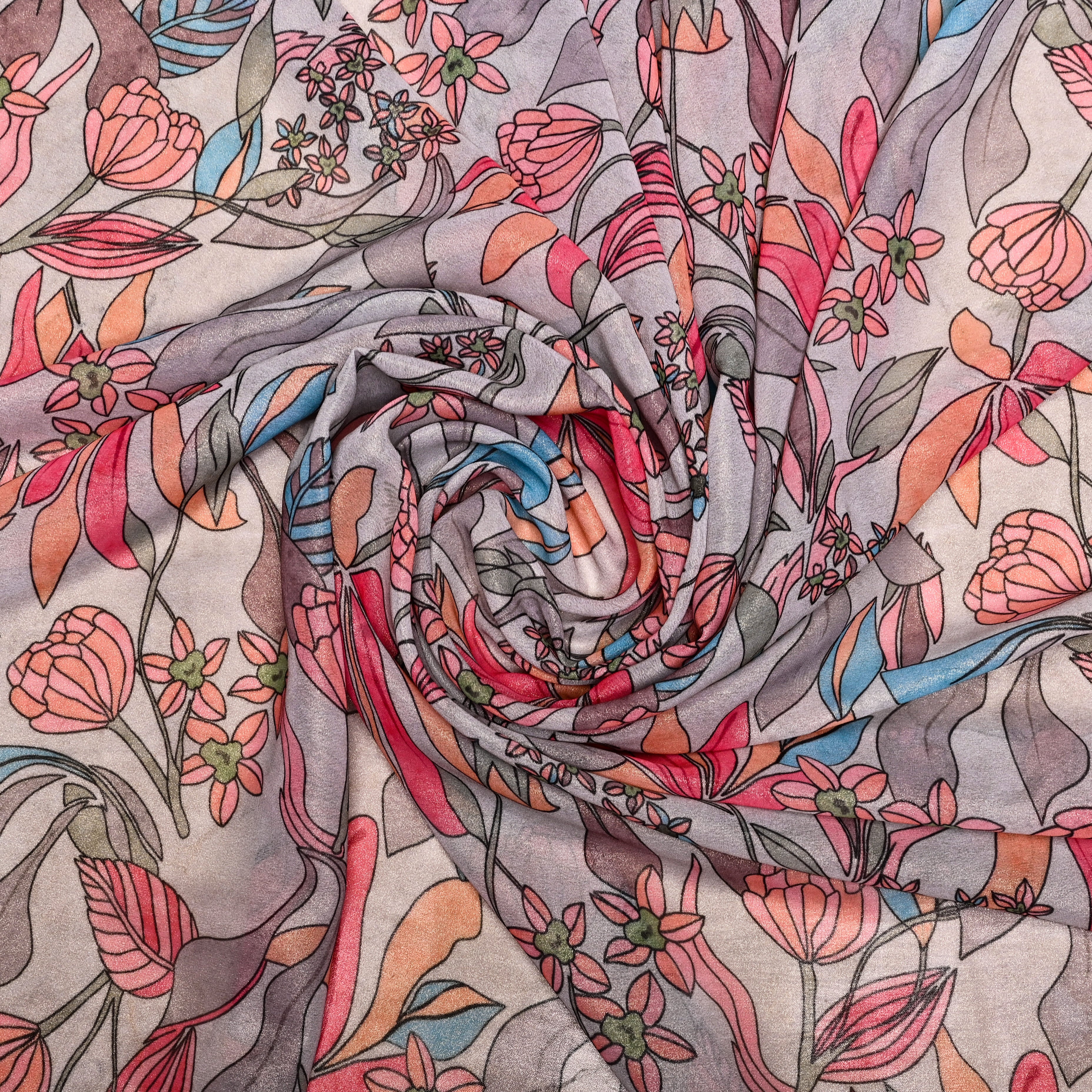 Silver Tissue Printed Fabric