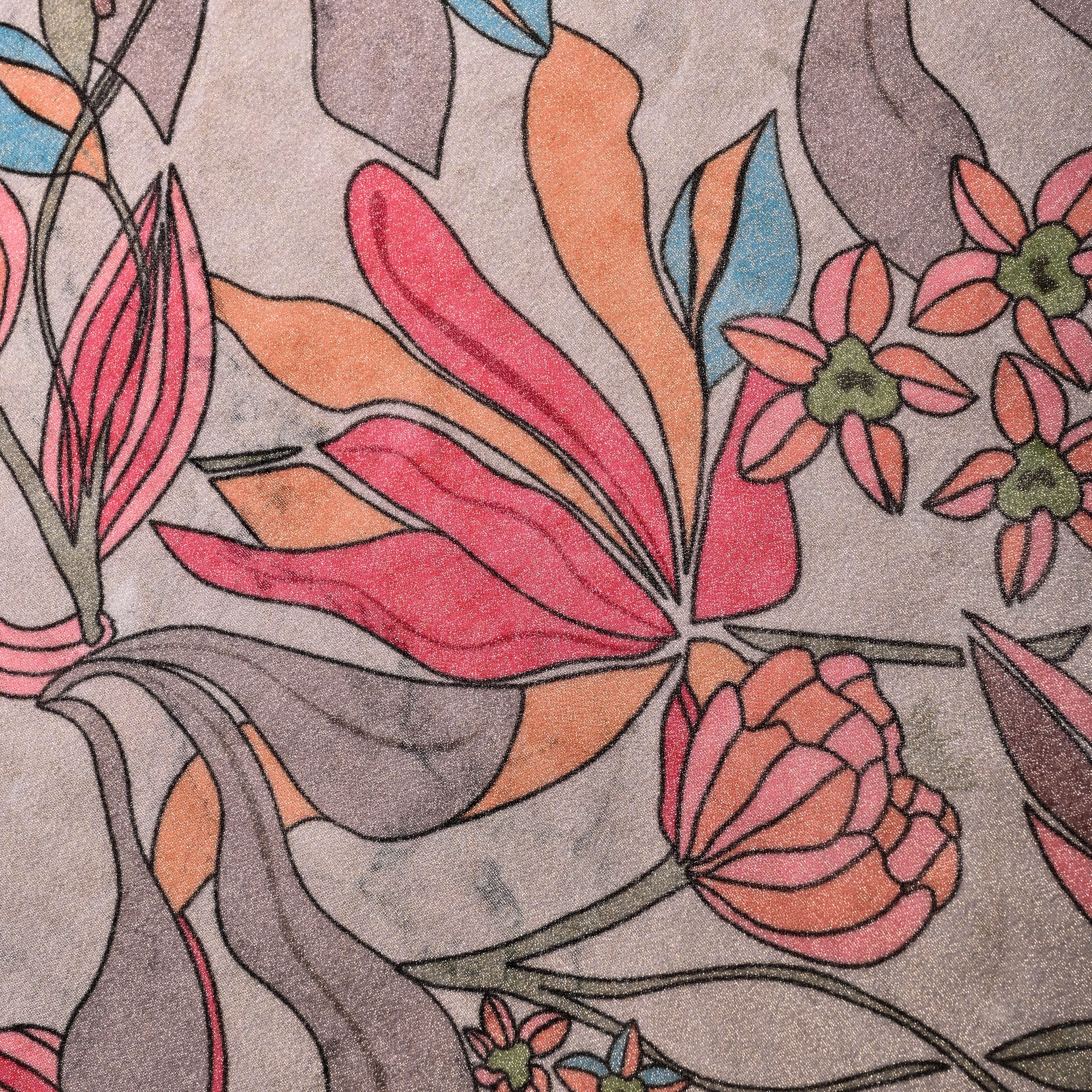 Silver Tissue Printed Fabric
