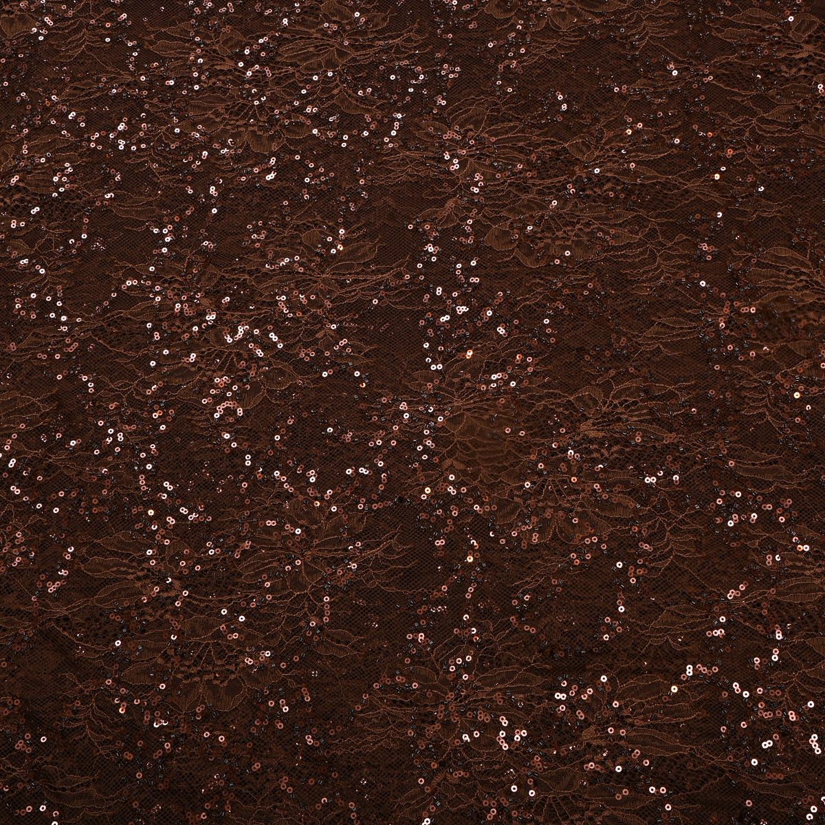 Daek Chocolate Brown All-Over Sequin Floral Net Fabric