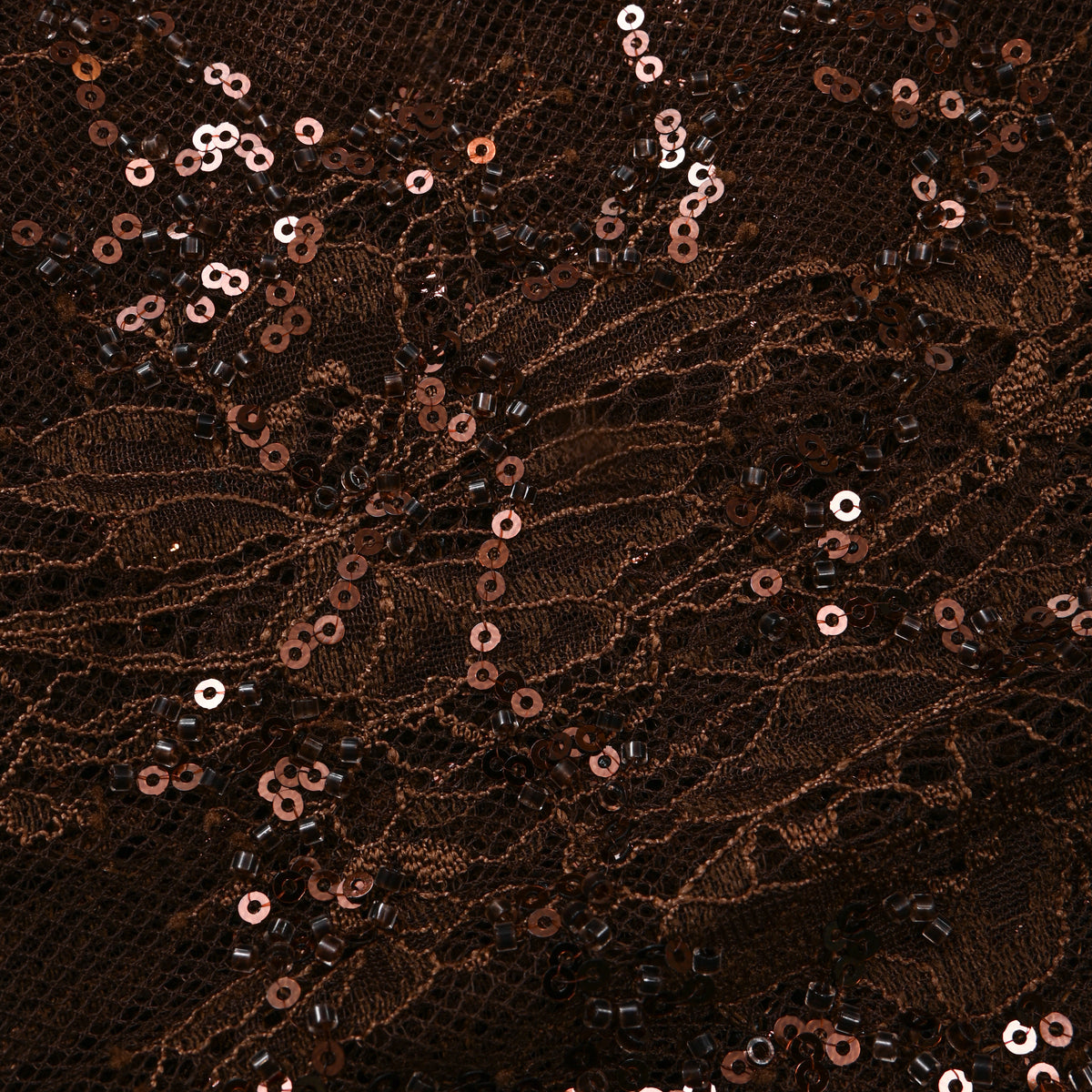 Daek Chocolate Brown All-Over Sequin Floral Net Fabric