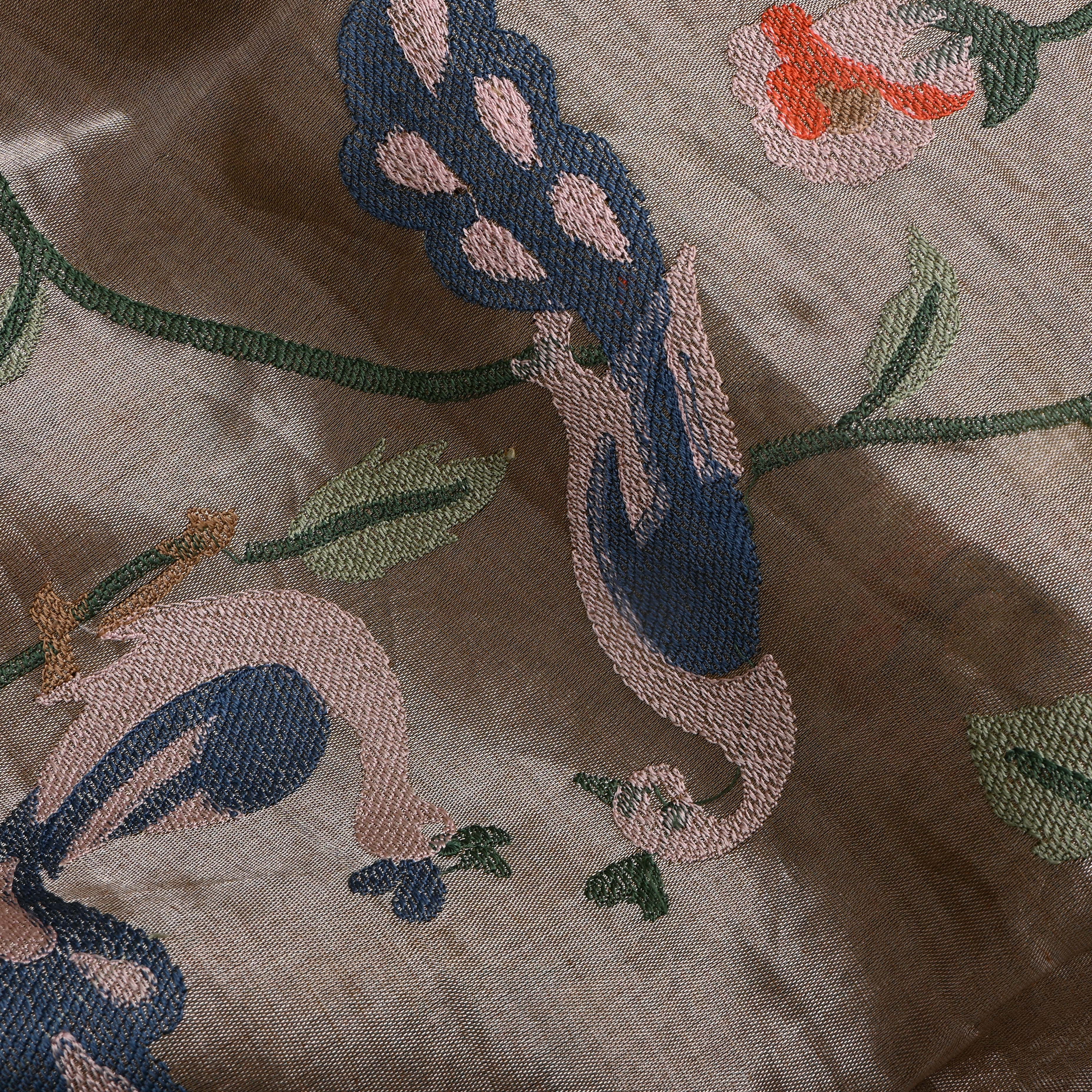 Silver Embroidered Floral Tissue Fabric