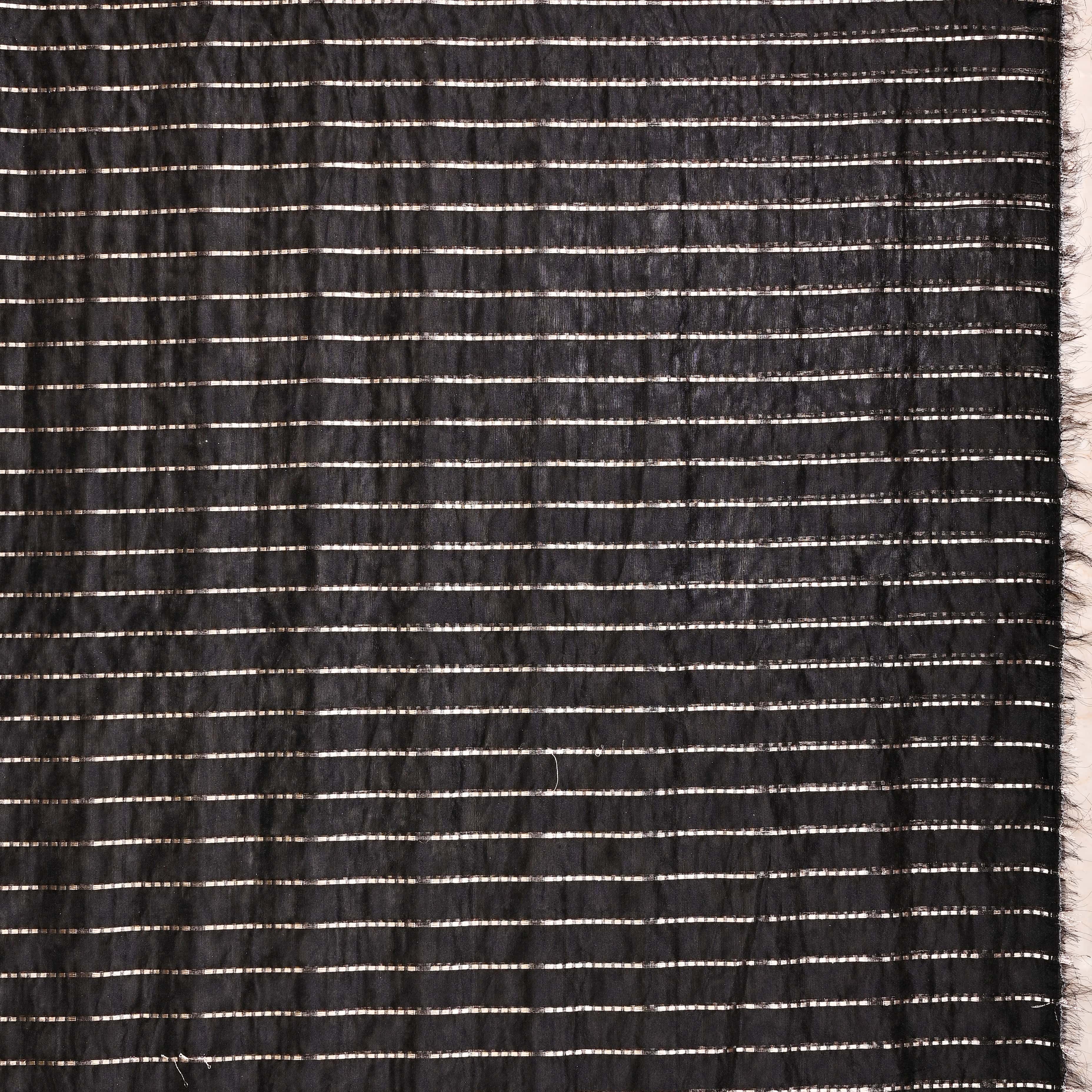 Black Organza Fabric With Strips