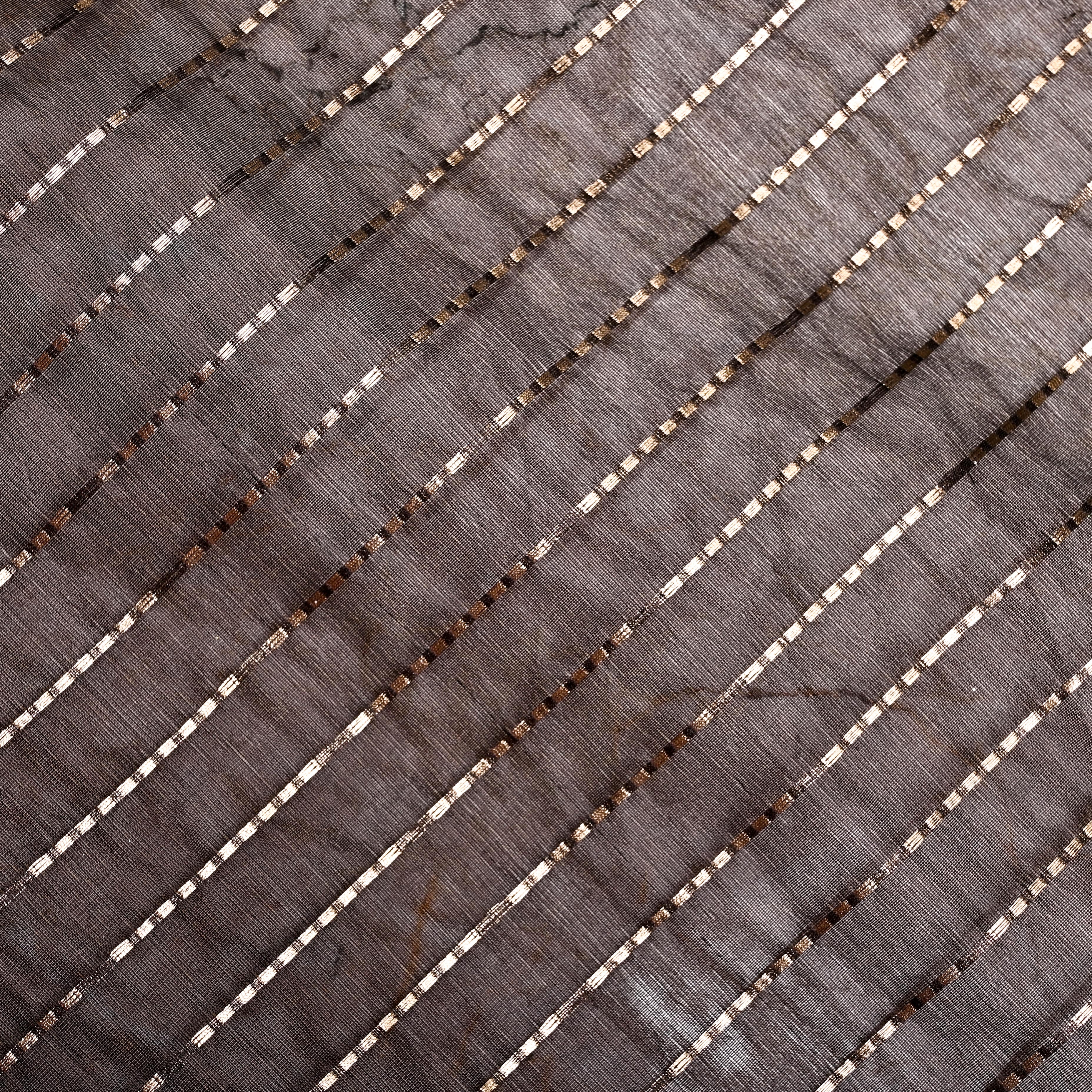 Black Organza Fabric With Strips