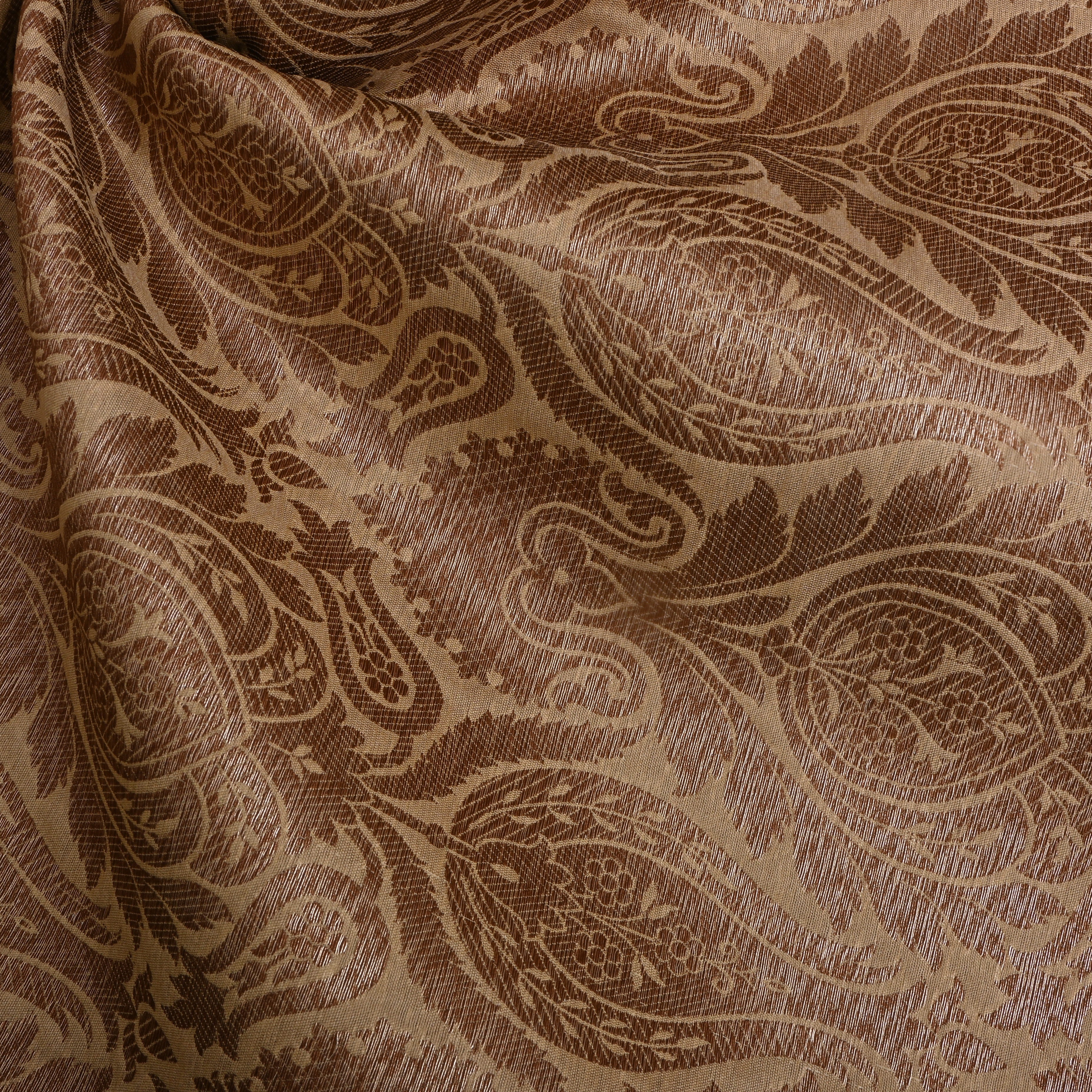 Dusty Cream Floral Zari Silk Fabric