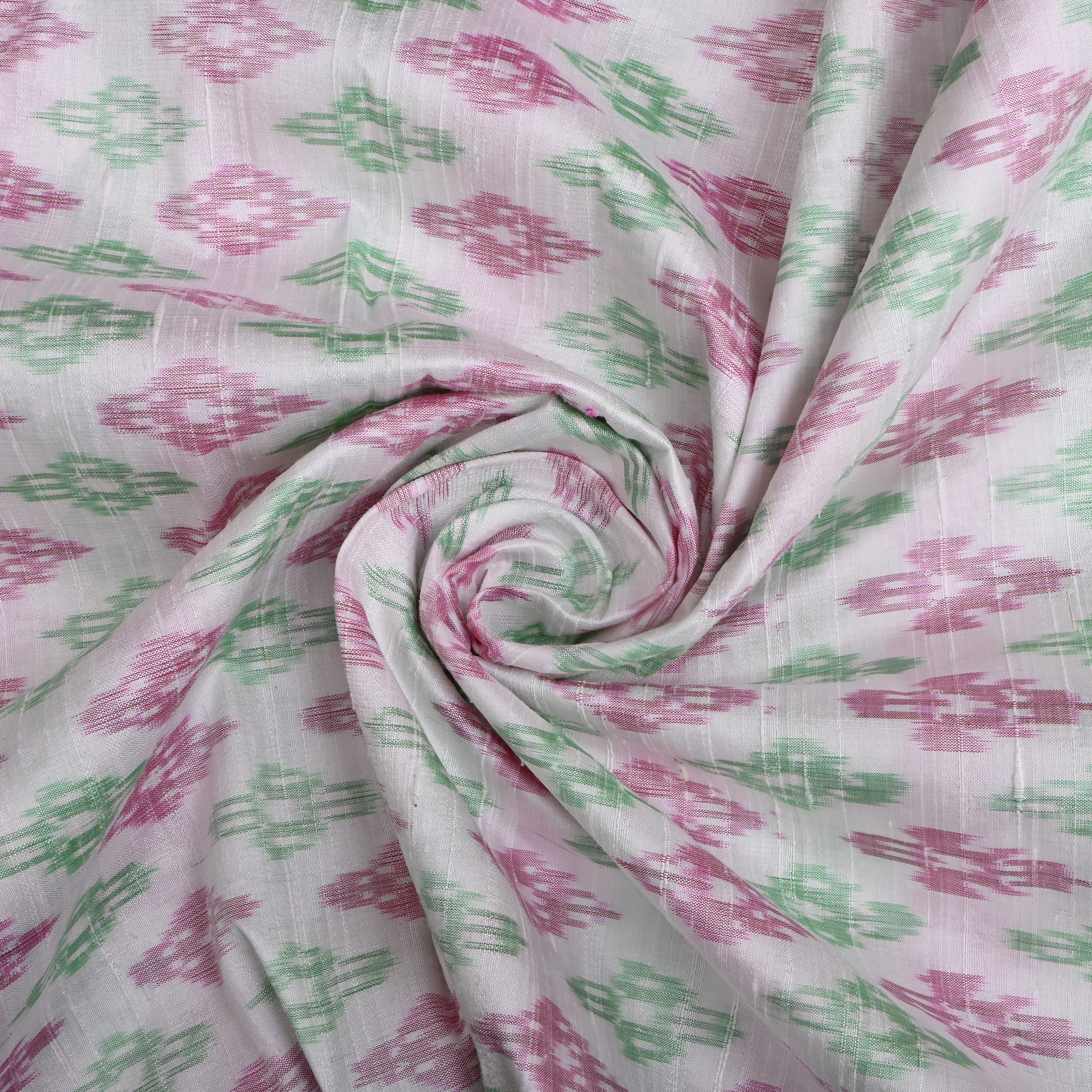 Off-White Ikat Dupion Silk Fabric