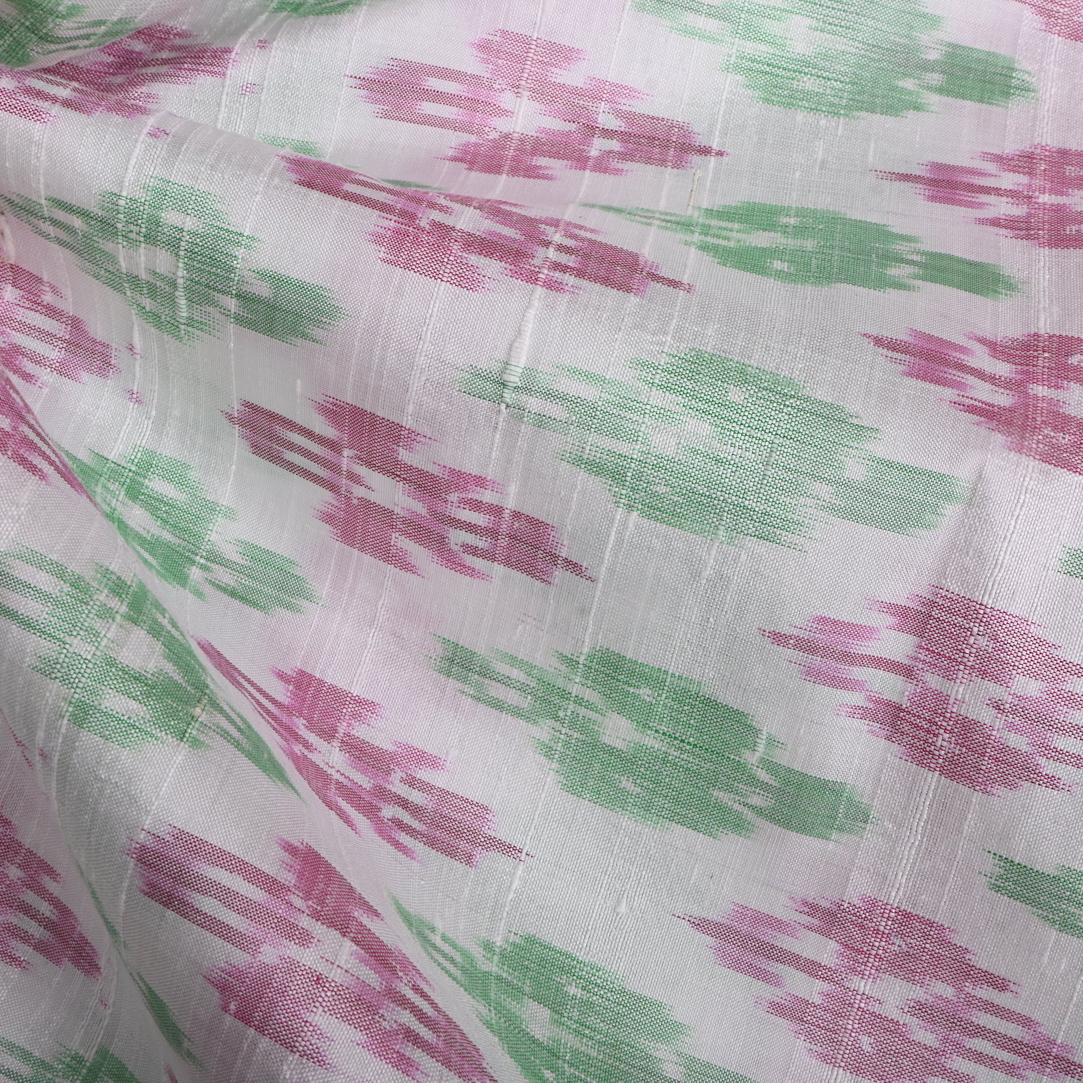 Off-White Ikat Dupion Silk Fabric