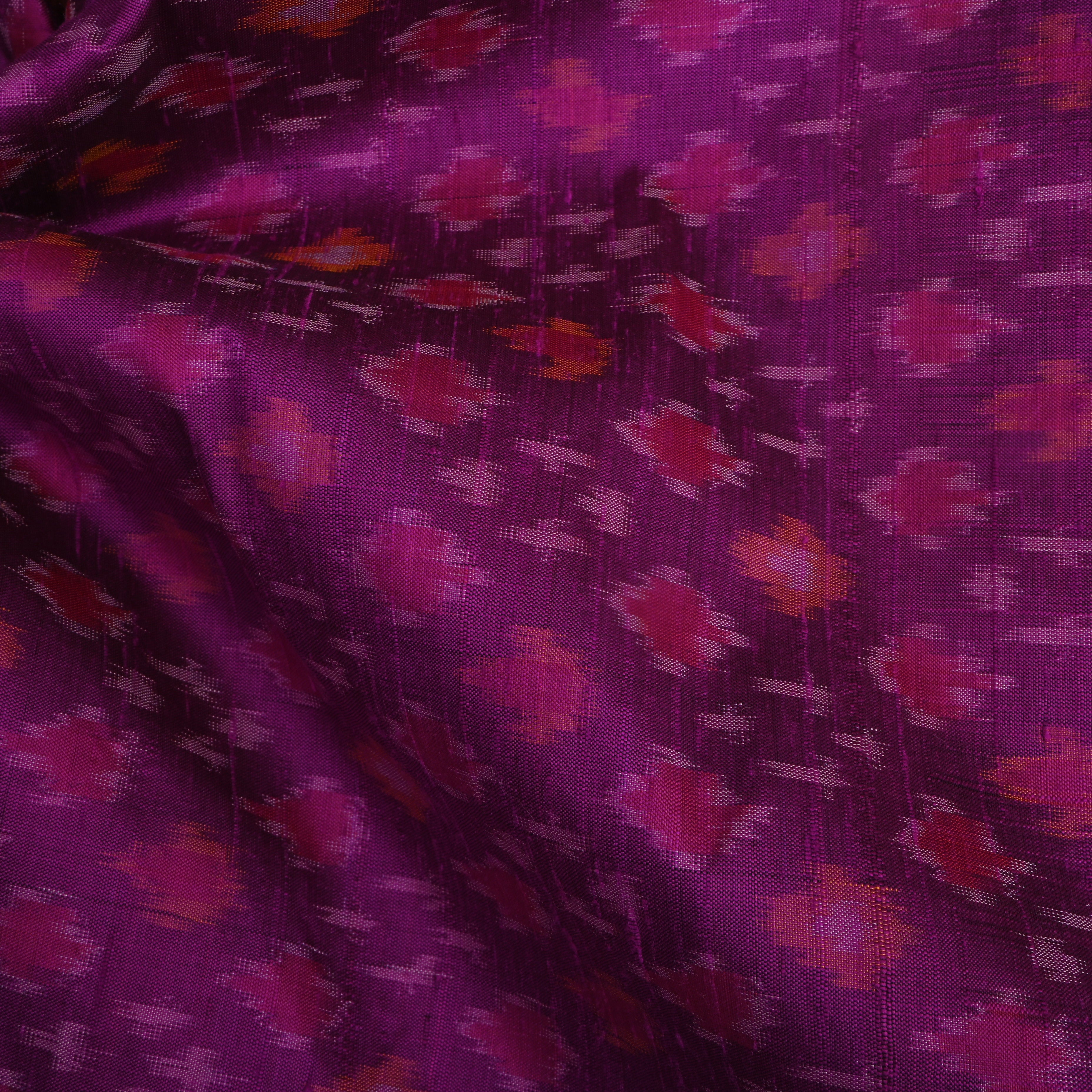 Purple Ikat Dupion Silk Fabric