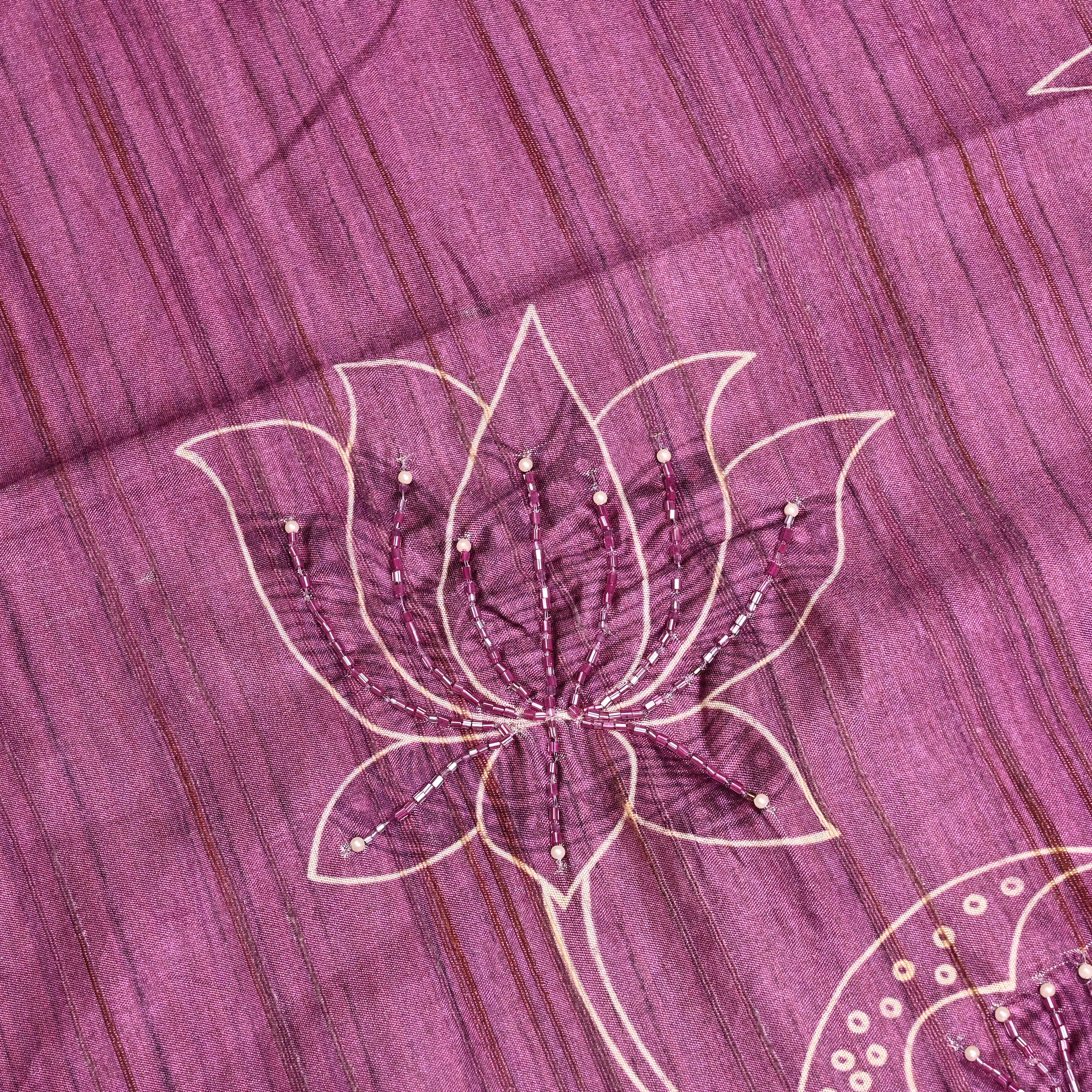 Orchid Silk Fabric With Embroidery