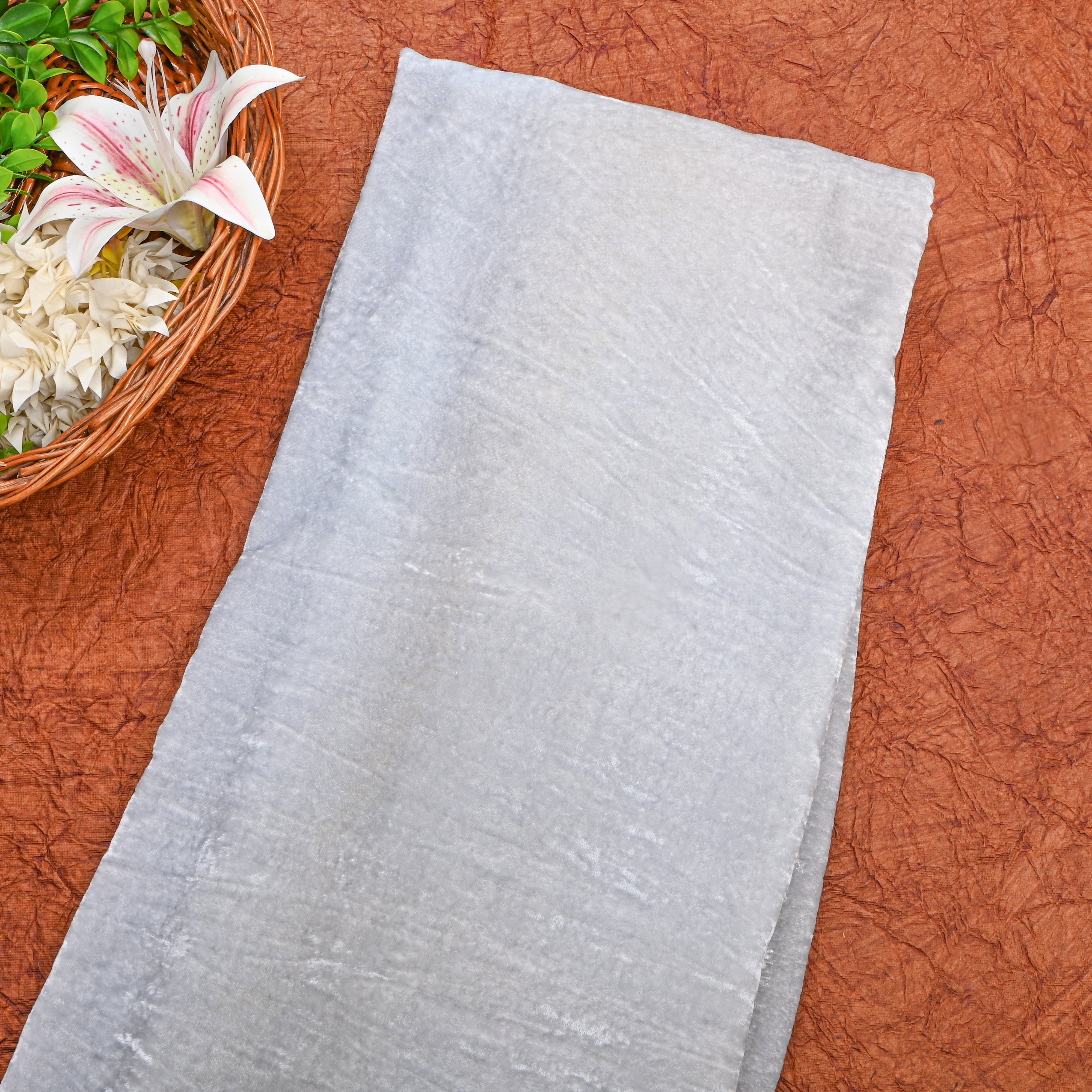 Plain Gray Velvet Fabric