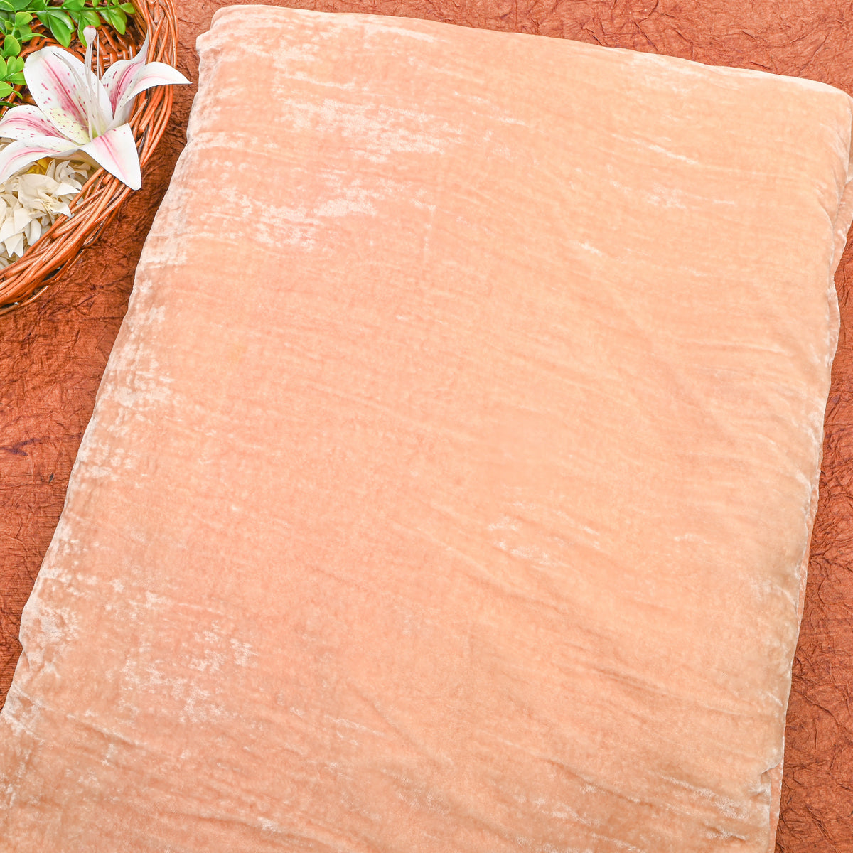 Plain Peach Velvet Fabric