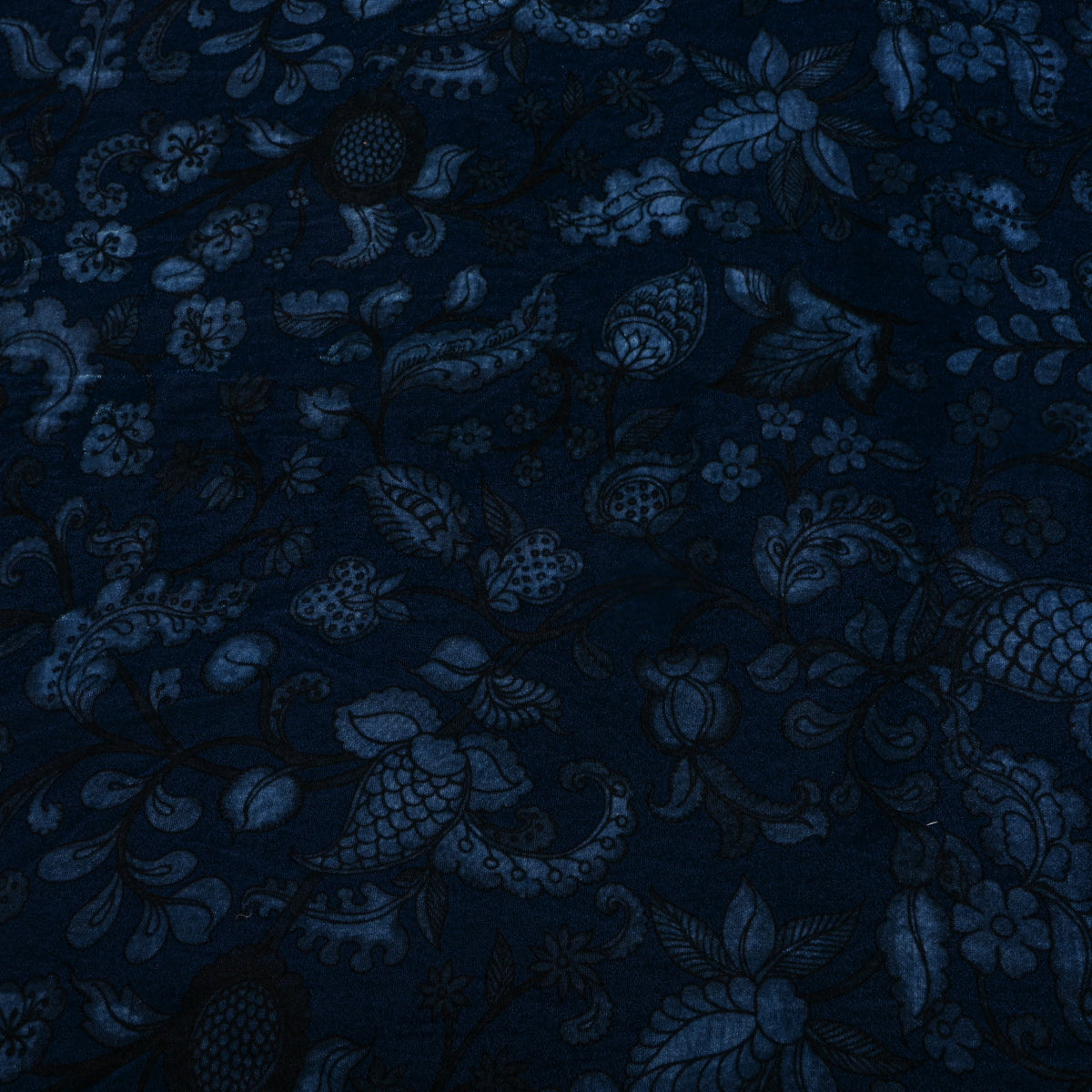 Blue Floral Printed Velvet