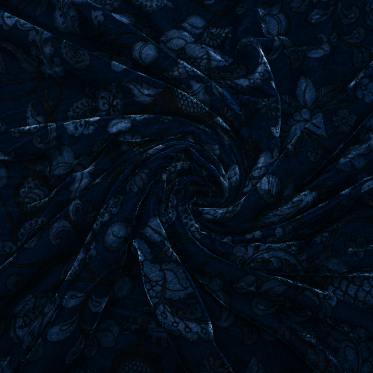 Blue Floral Printed Velvet
