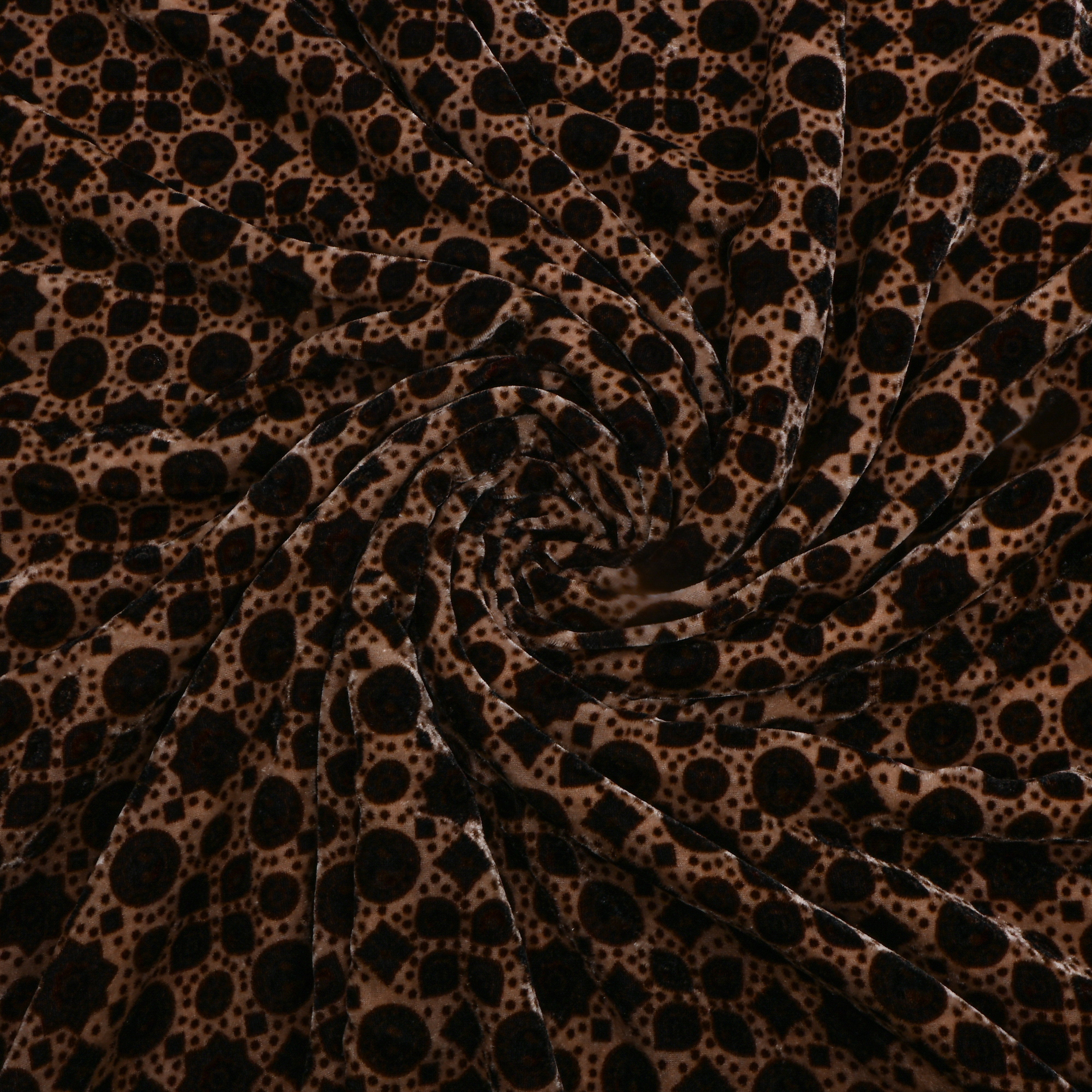 Brown Geometric Printed Velvet