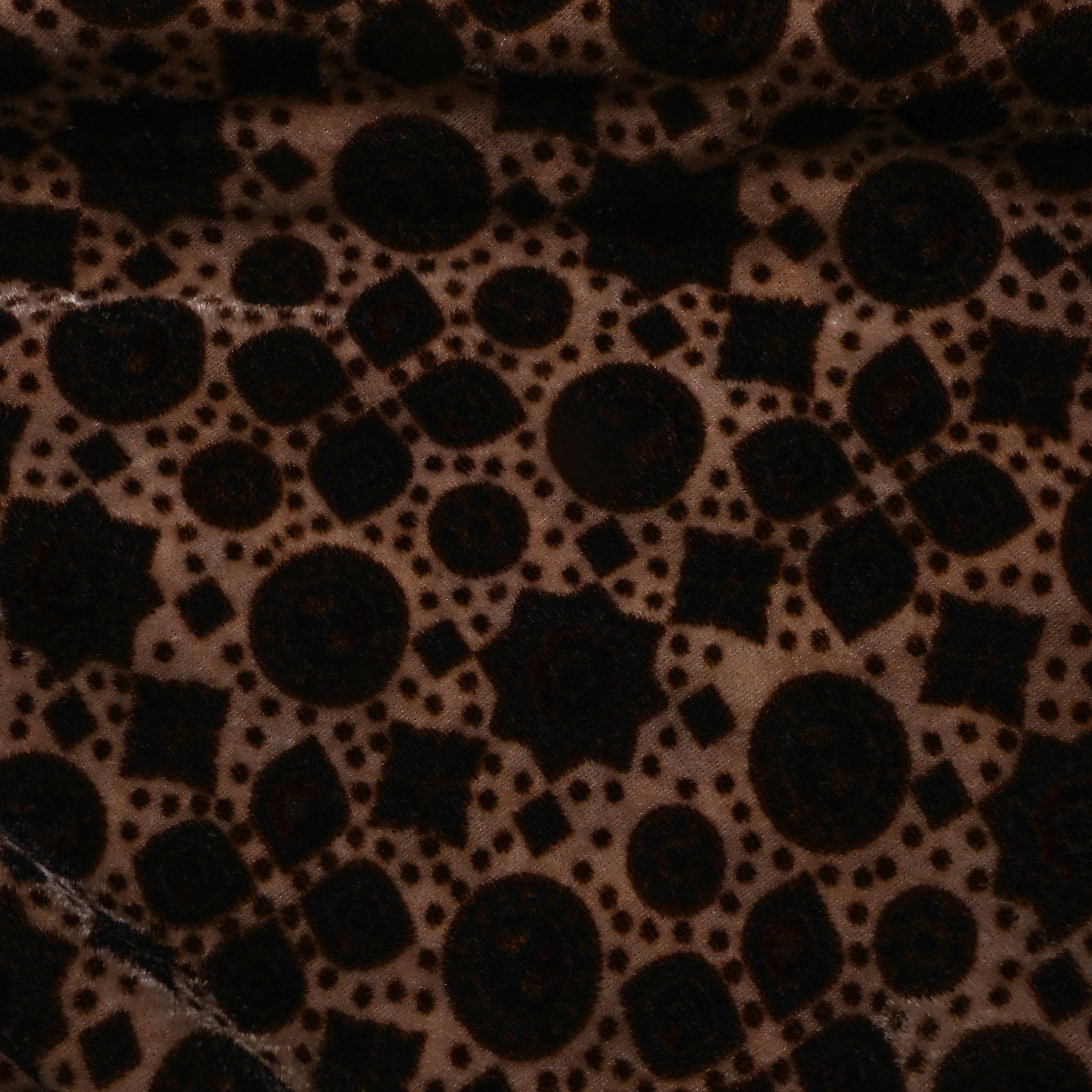Brown Geometric Printed Velvet