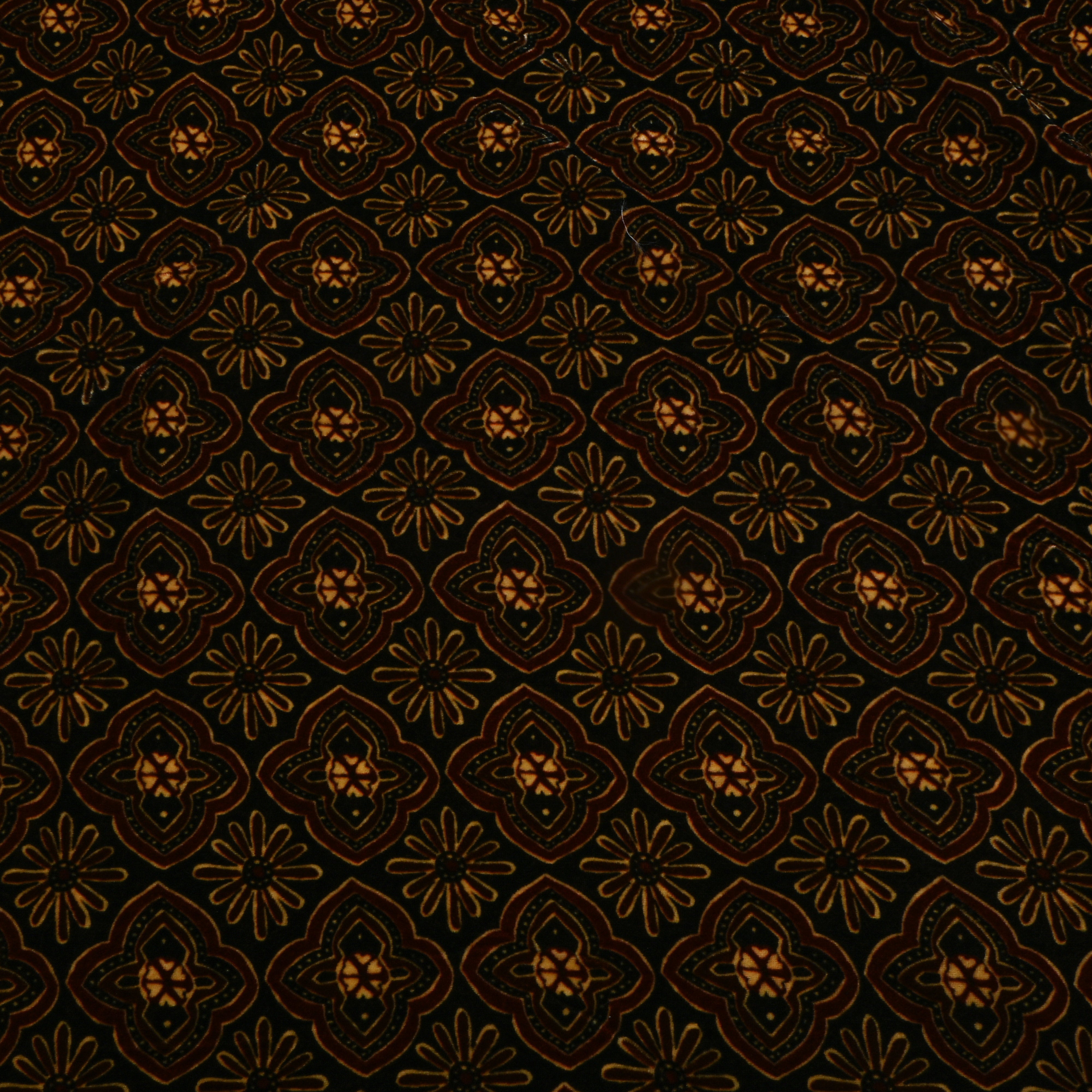 Midnight Black Batik Ceplok Printed Velvet Fabric