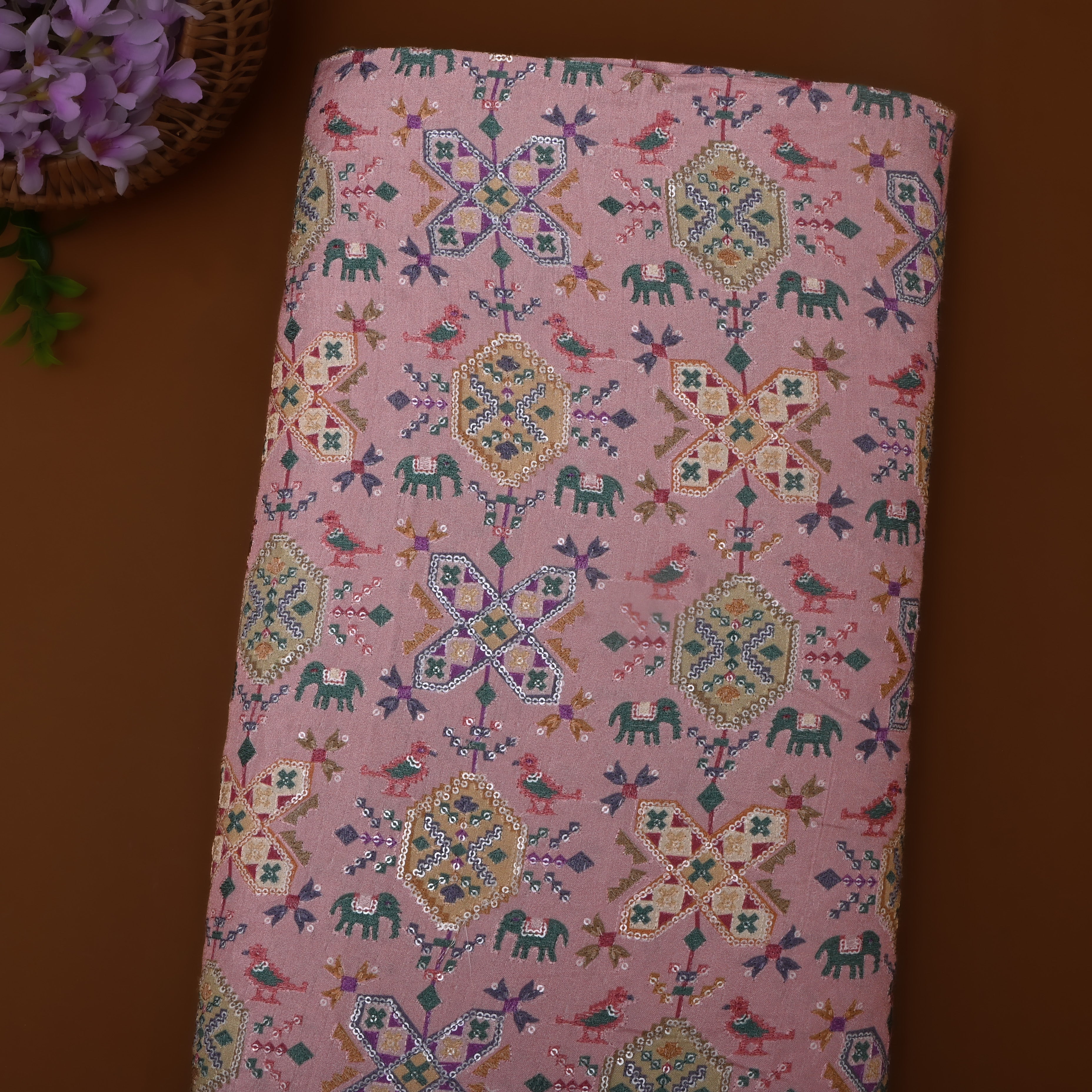Soft Pink Patola Silk Fabric