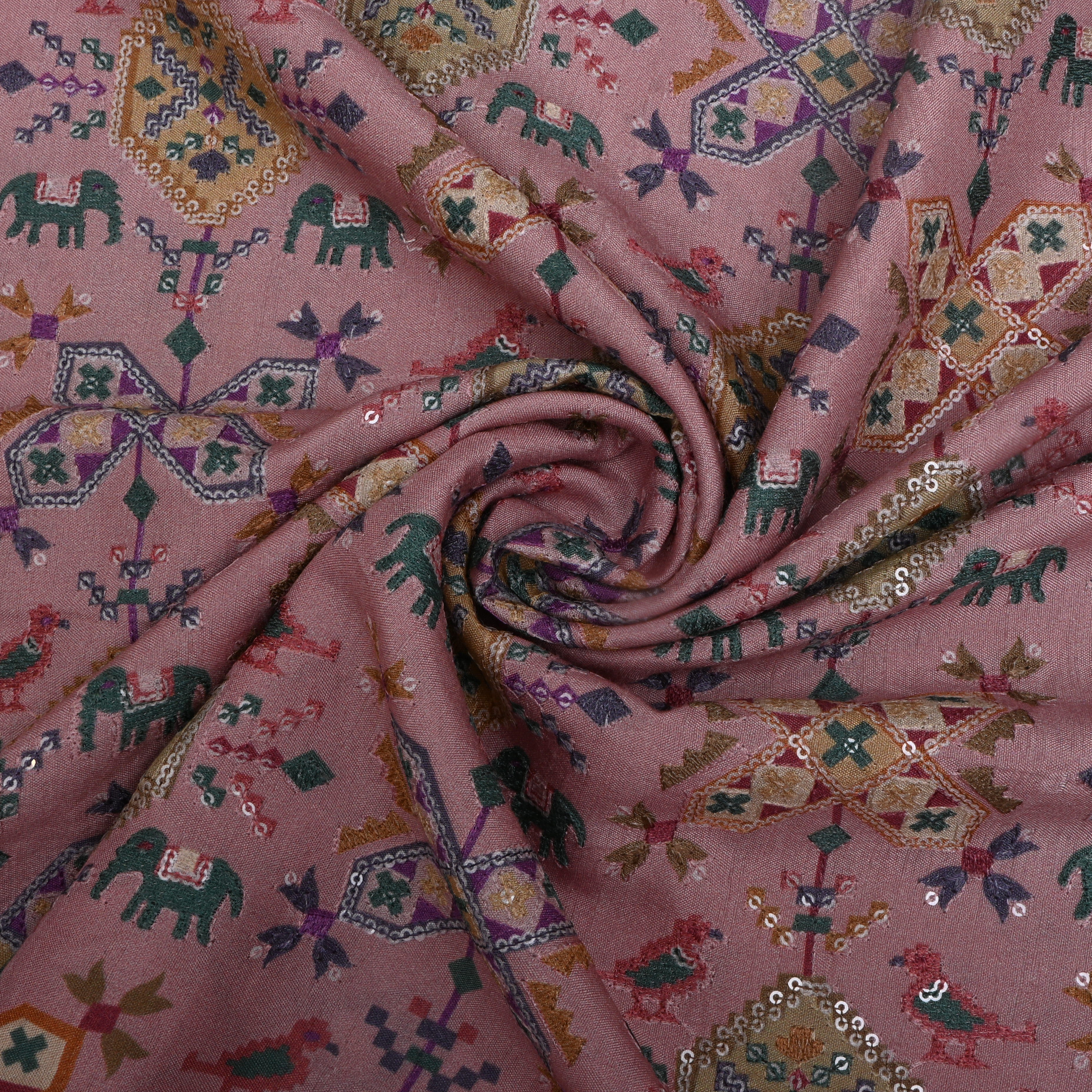 Soft Pink Patola Silk Fabric